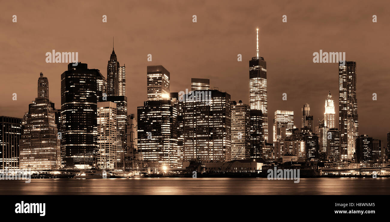 Manhattan Downtown architecture night view Stock Photo Alamy