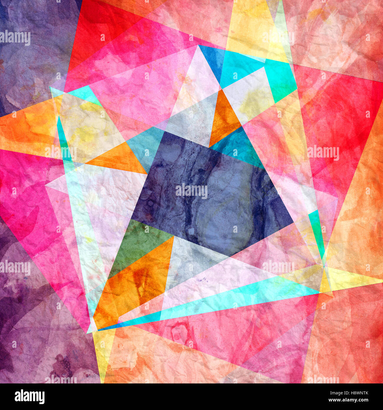 Abstract colorful watercolor background with different geometric ...