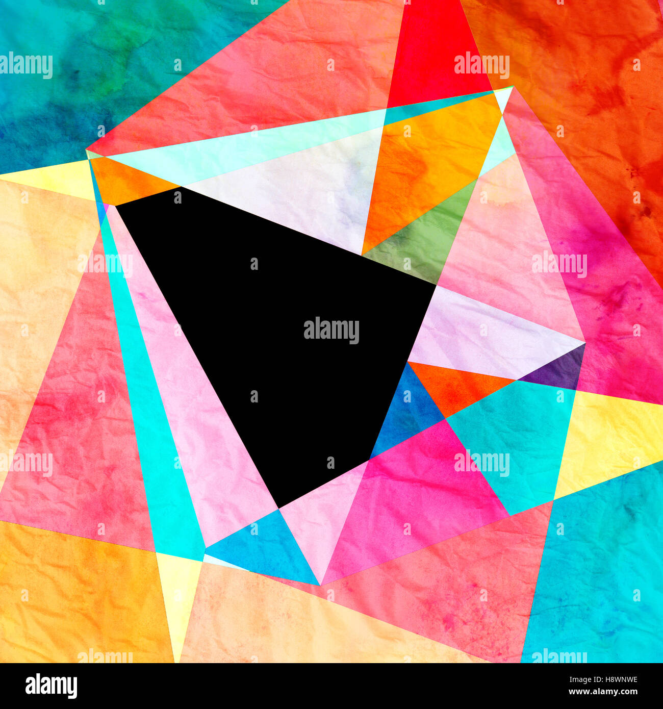 Abstract colorful watercolor background with different geometric ...