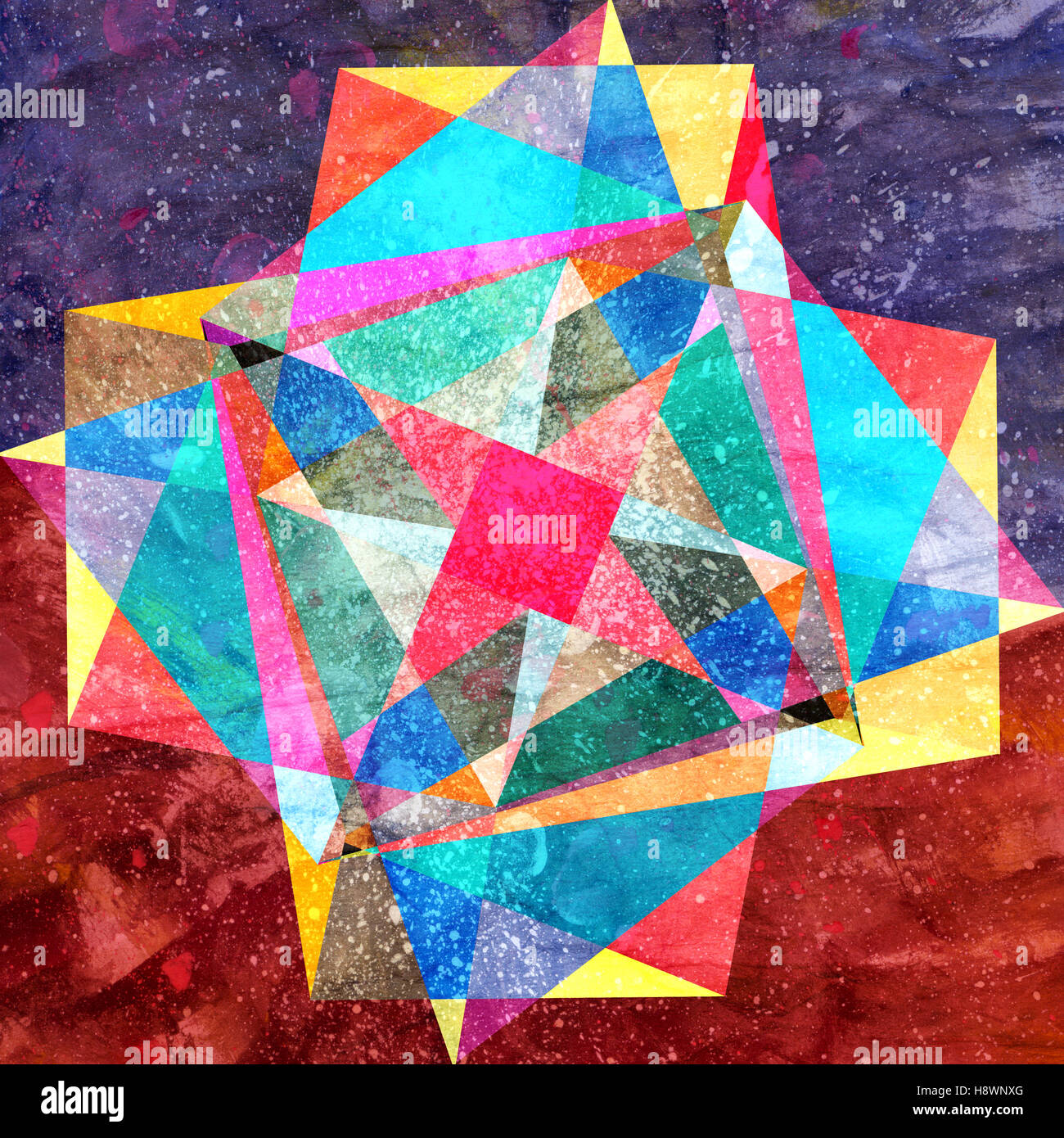 Abstract colorful watercolor background with different geometric ...