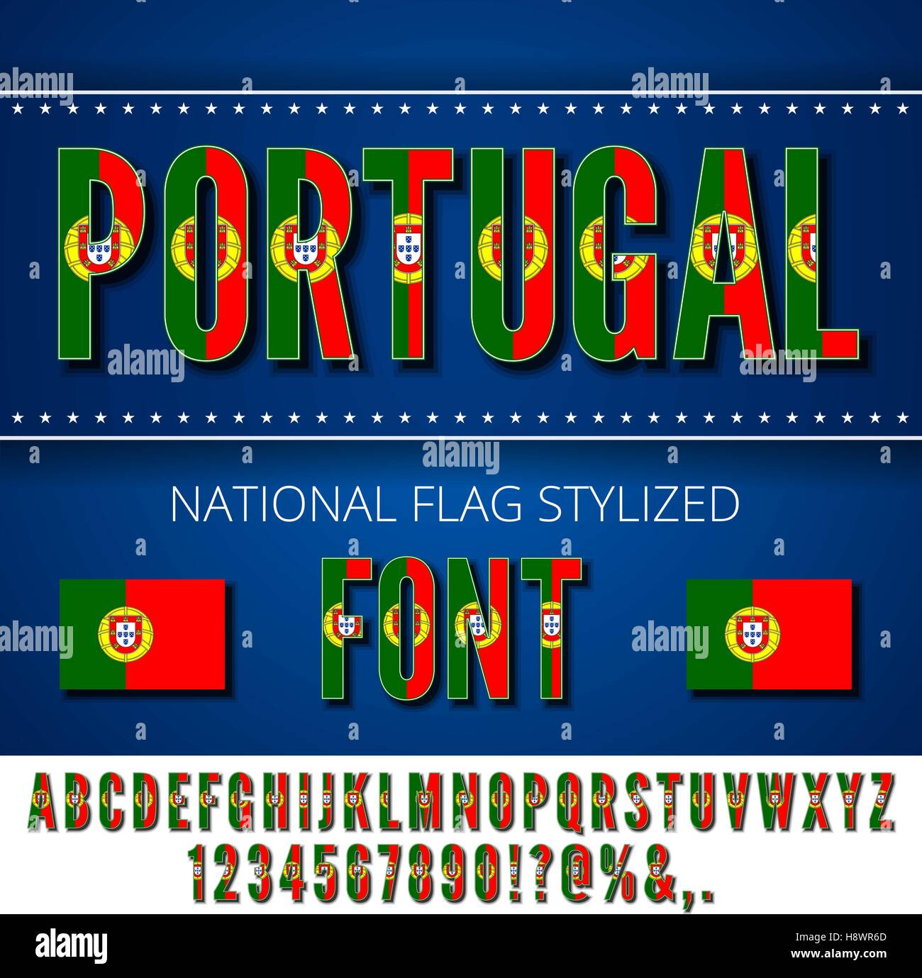 Portugal Flag Font Stock Vector