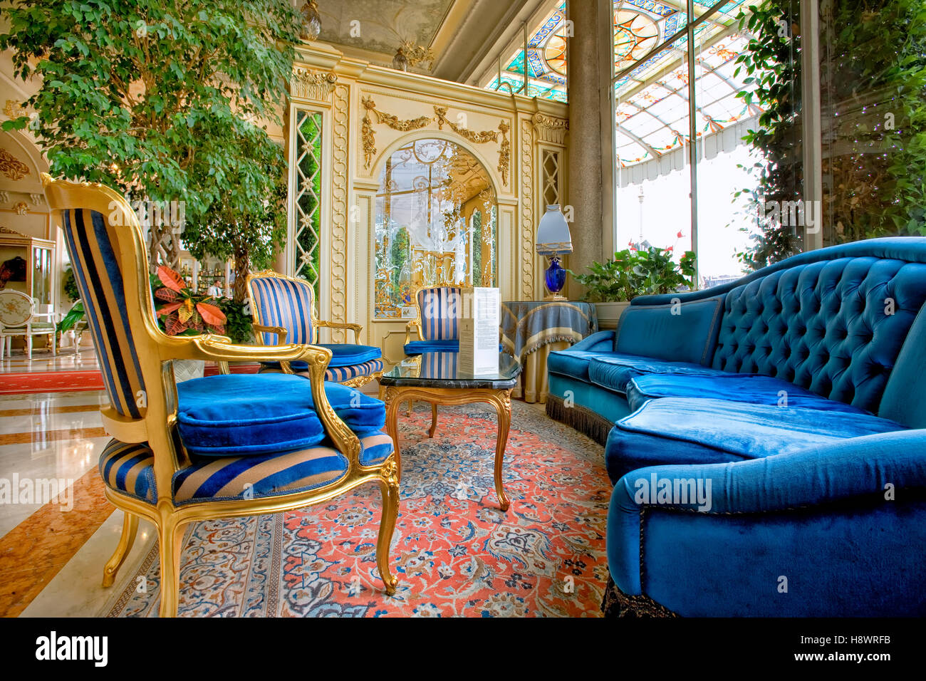 Interior of the grand hotel des Iles Borromees, Stresa, Italy Stock Photo