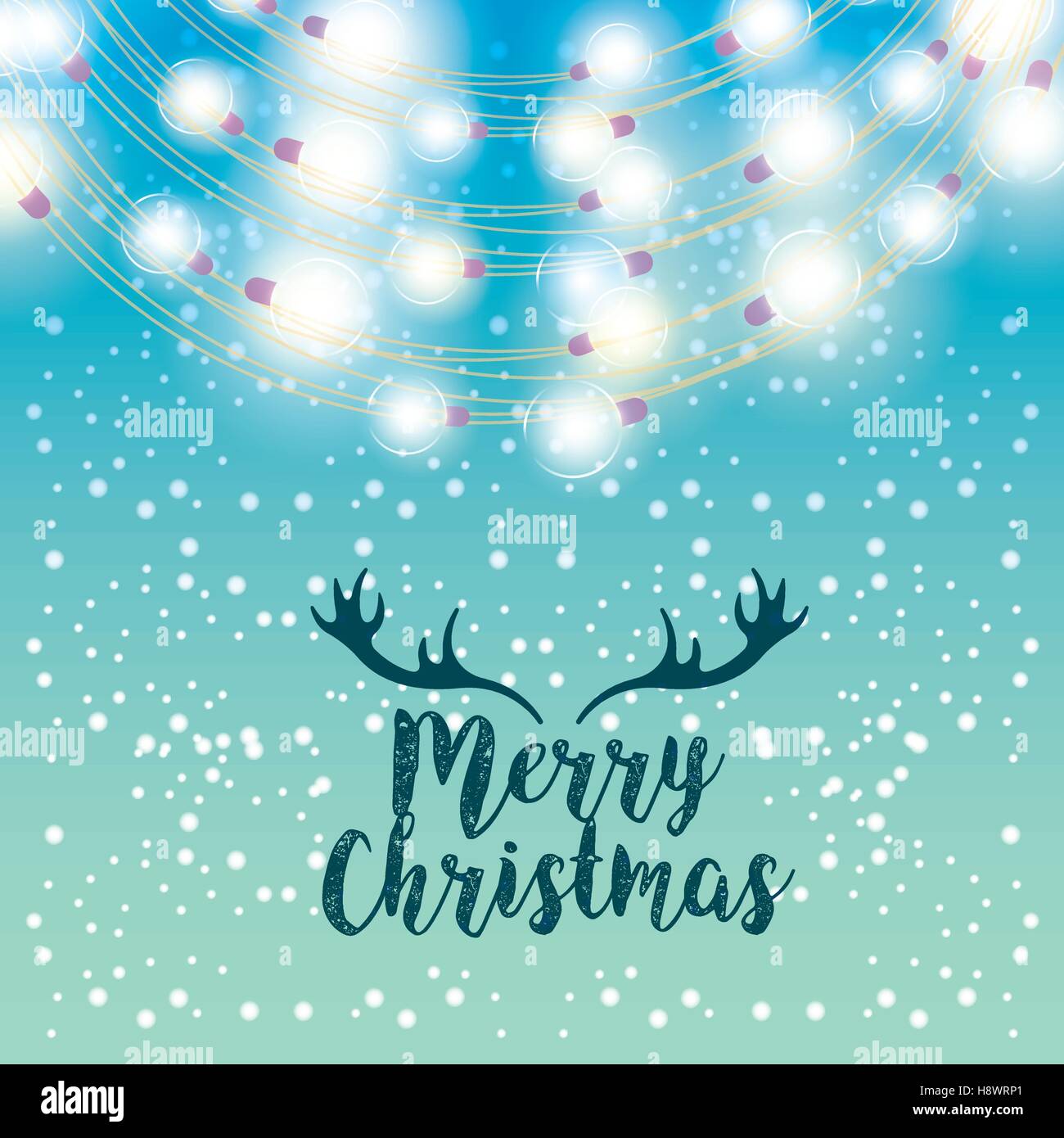 merry christmas card with lights decoration icons. colorful design