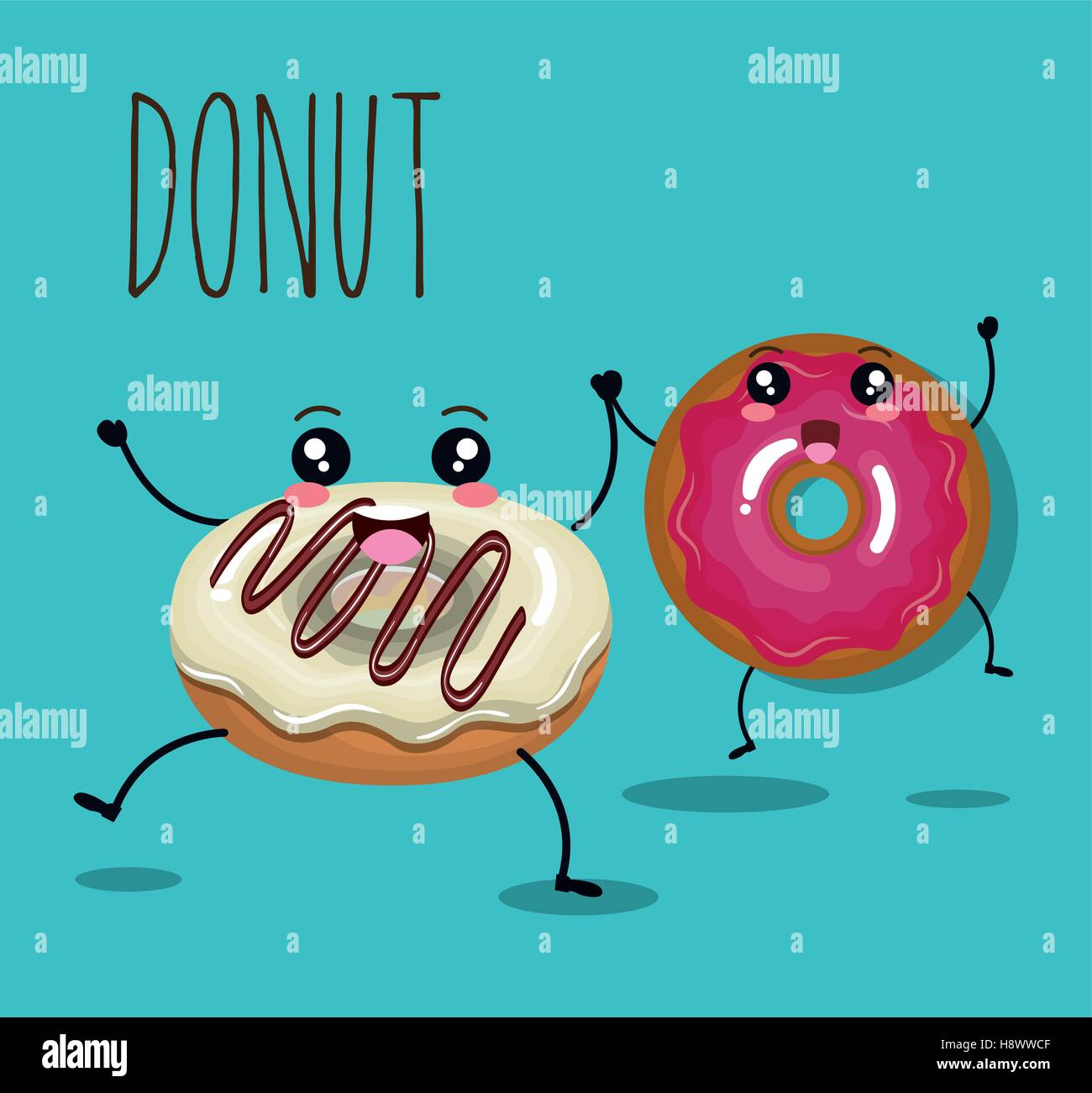 delicious donut comic character vector illustration design Stock Vector