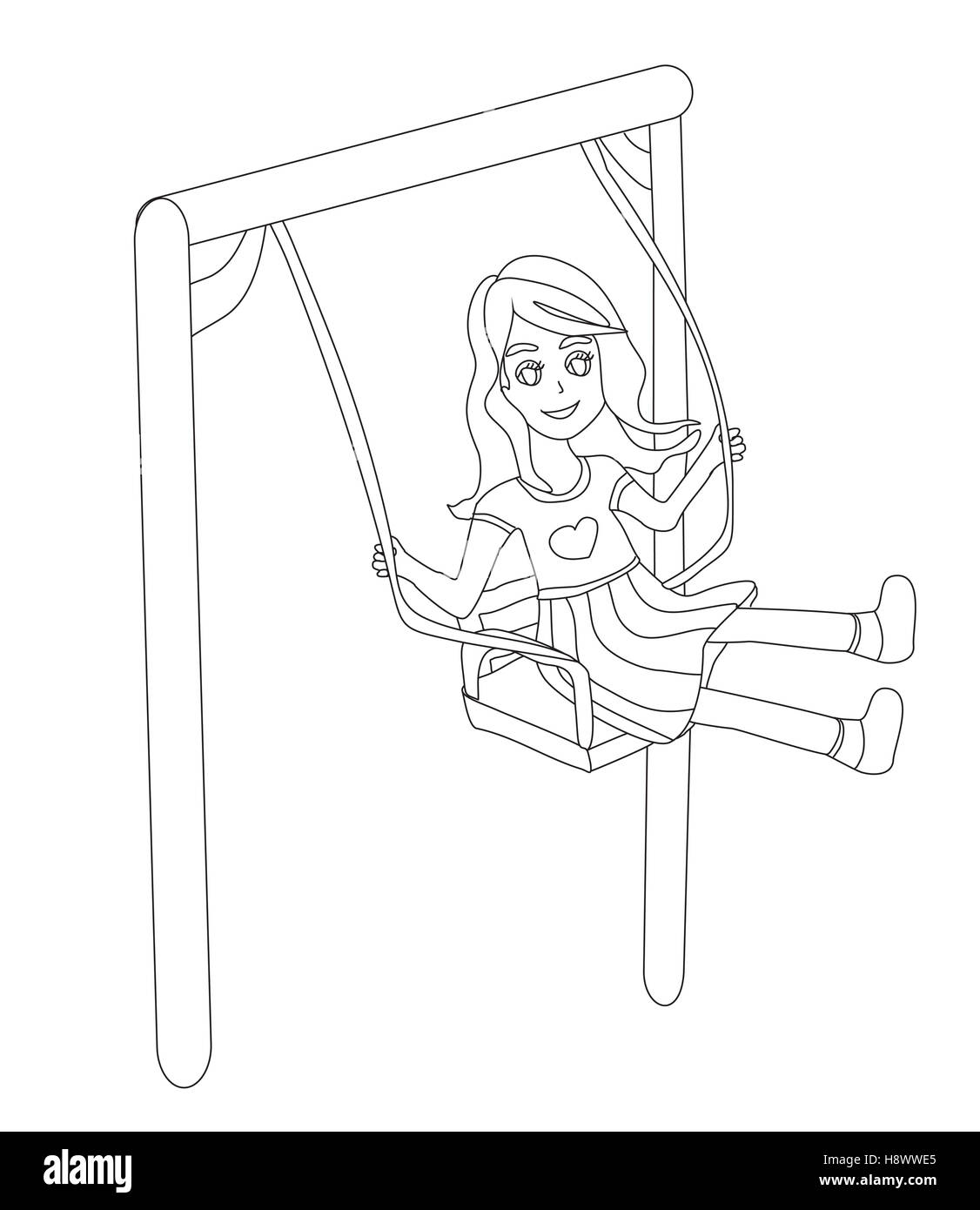 Happy girl on a swing. Stock Photo