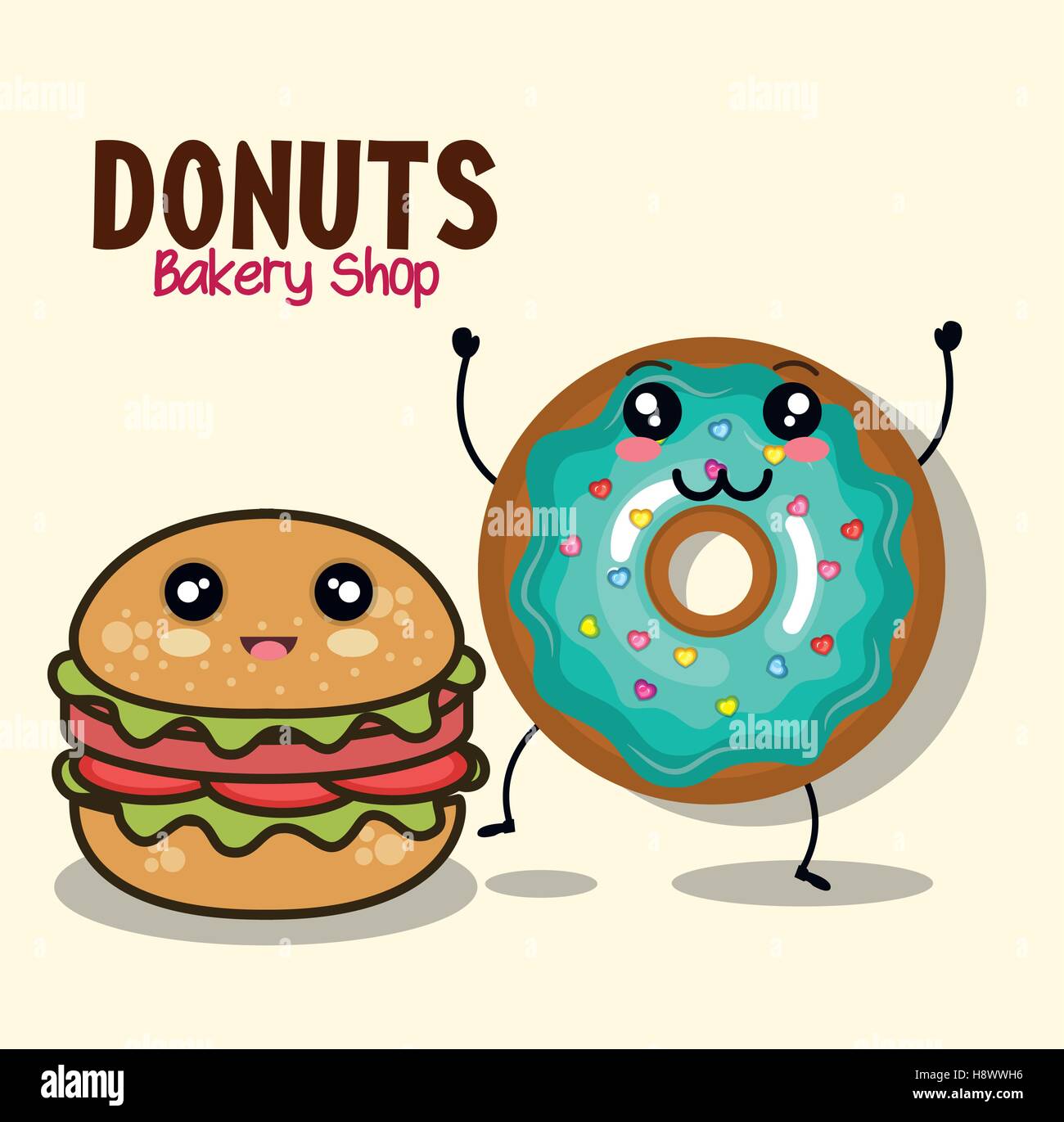 delicious donut comic character vector illustration design Stock Vector ...