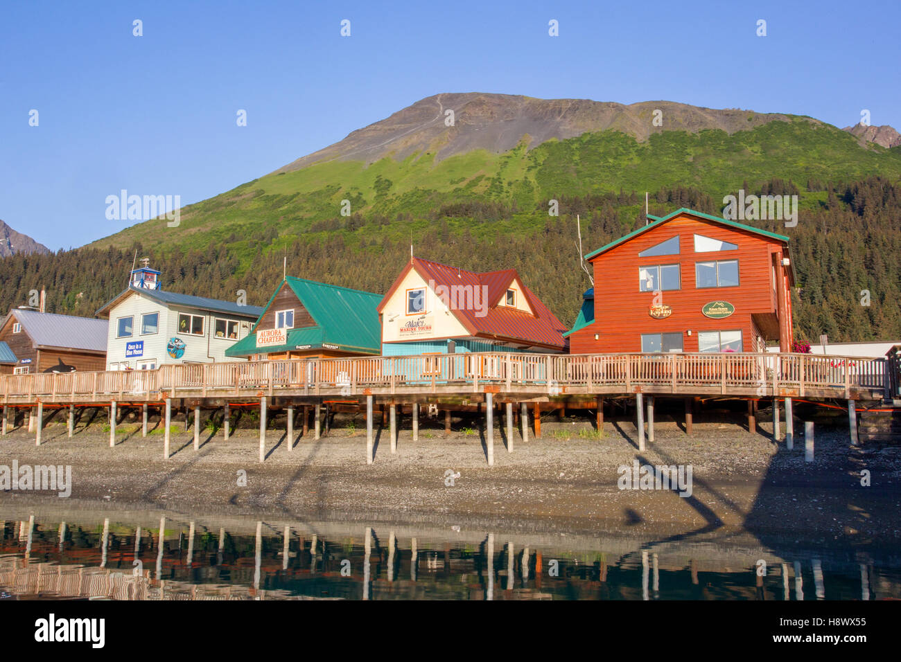 Seward port houses Kenai Peninsula Alaska Stock Photo Alamy