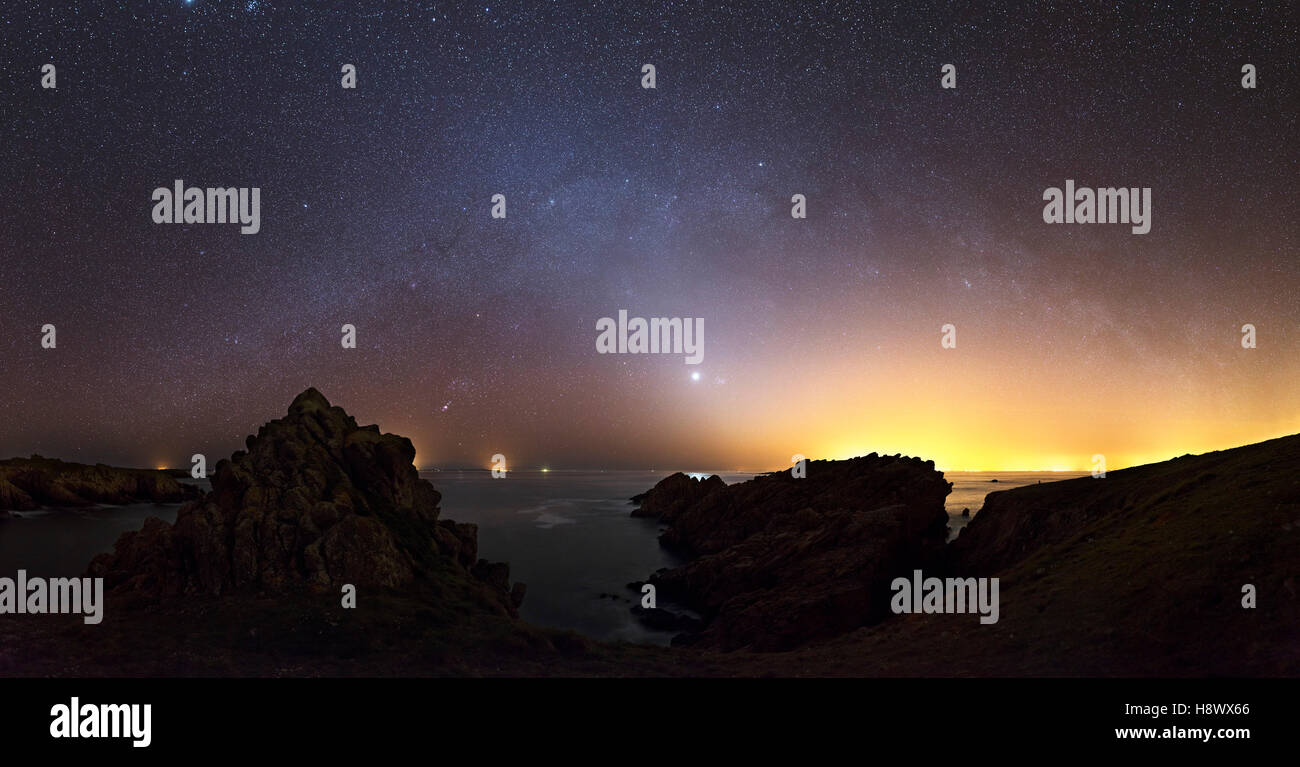 Zodiacal light on the island of Houat - Brittany France Stock Photo