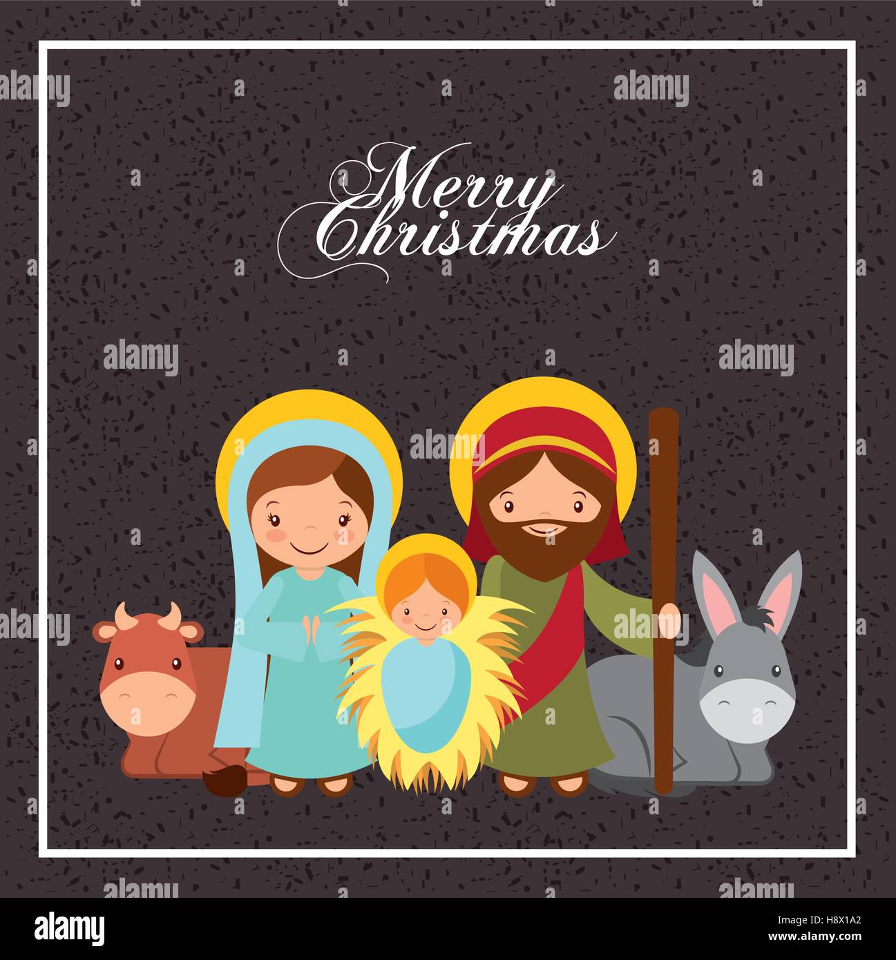 holy family manger scene merry christmas colorful design vector illustration Stock Vector
