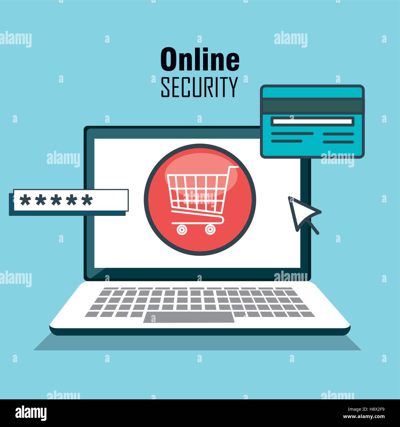 online security flat icons vector illustration design Stock Vector ...