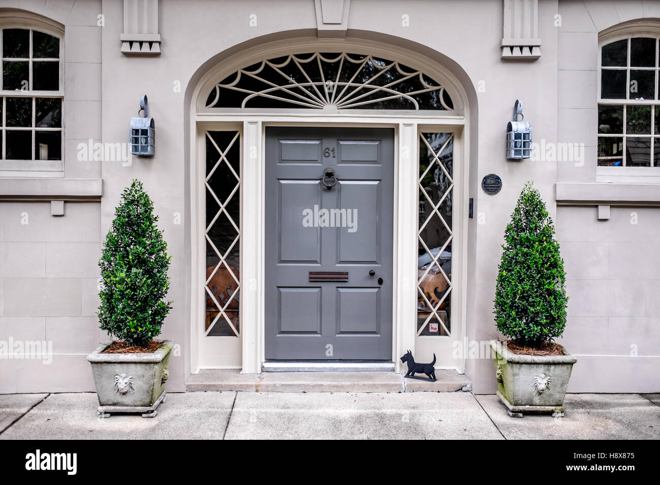 Charleston South Carolina front door grey gray plants house home