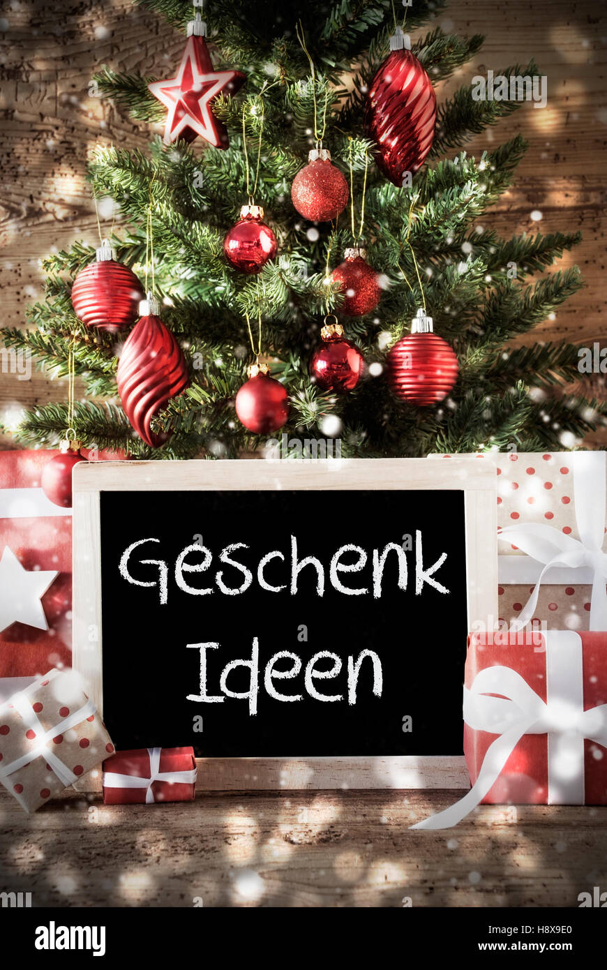 Christmas Tree With Geschenk Ideen Means Gift Ideas Stock Photo