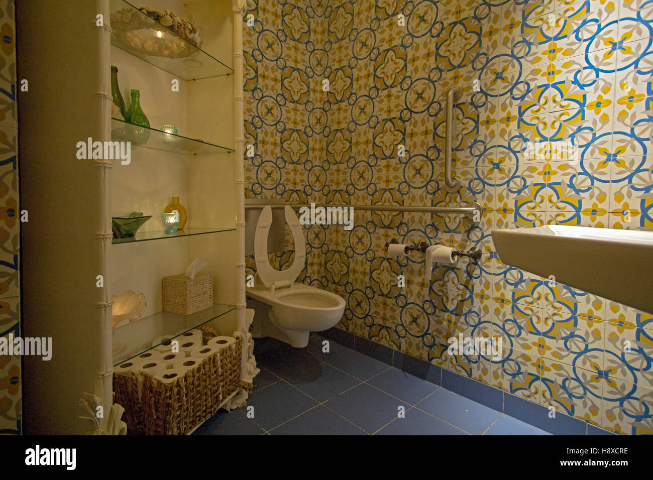 The bathroom at Santina restaurant in the Meatpacking district if lower Manhattan, New York City Stock Photo