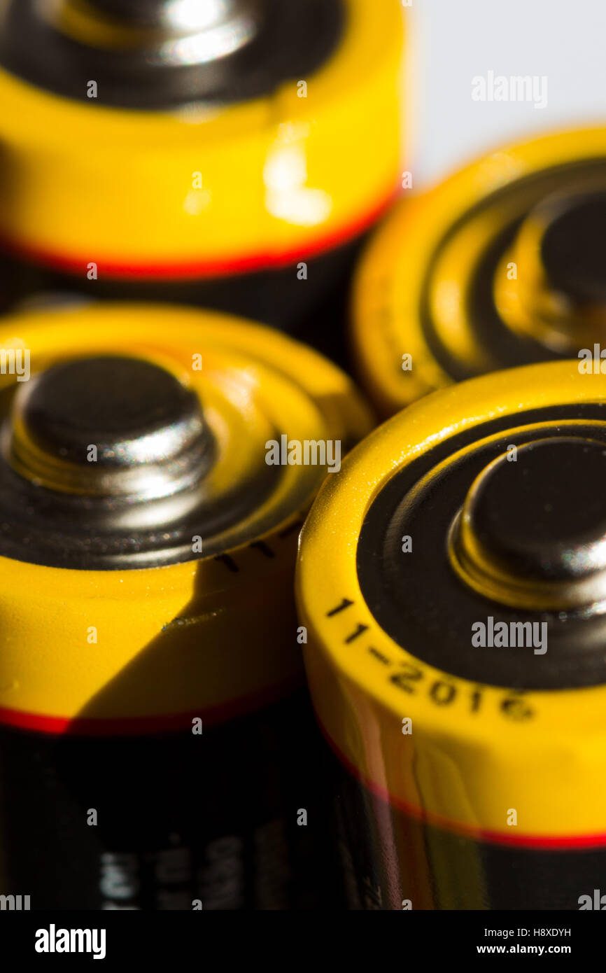 AA Battery terminals. Stock Photo