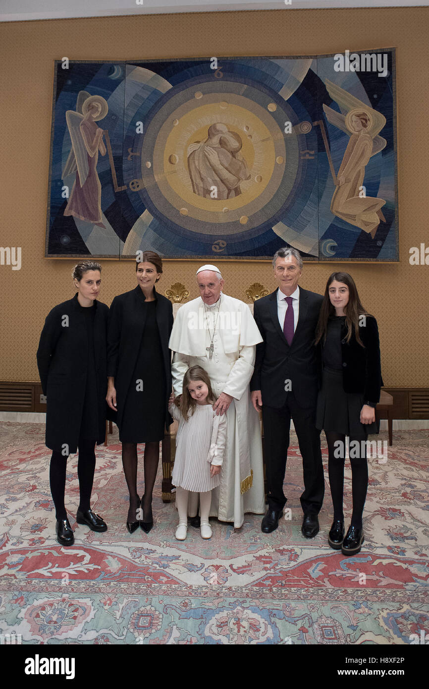 Pope Francis Meets Mauricio Macri, President Of The Argentine Republic, With His Wife Juliana