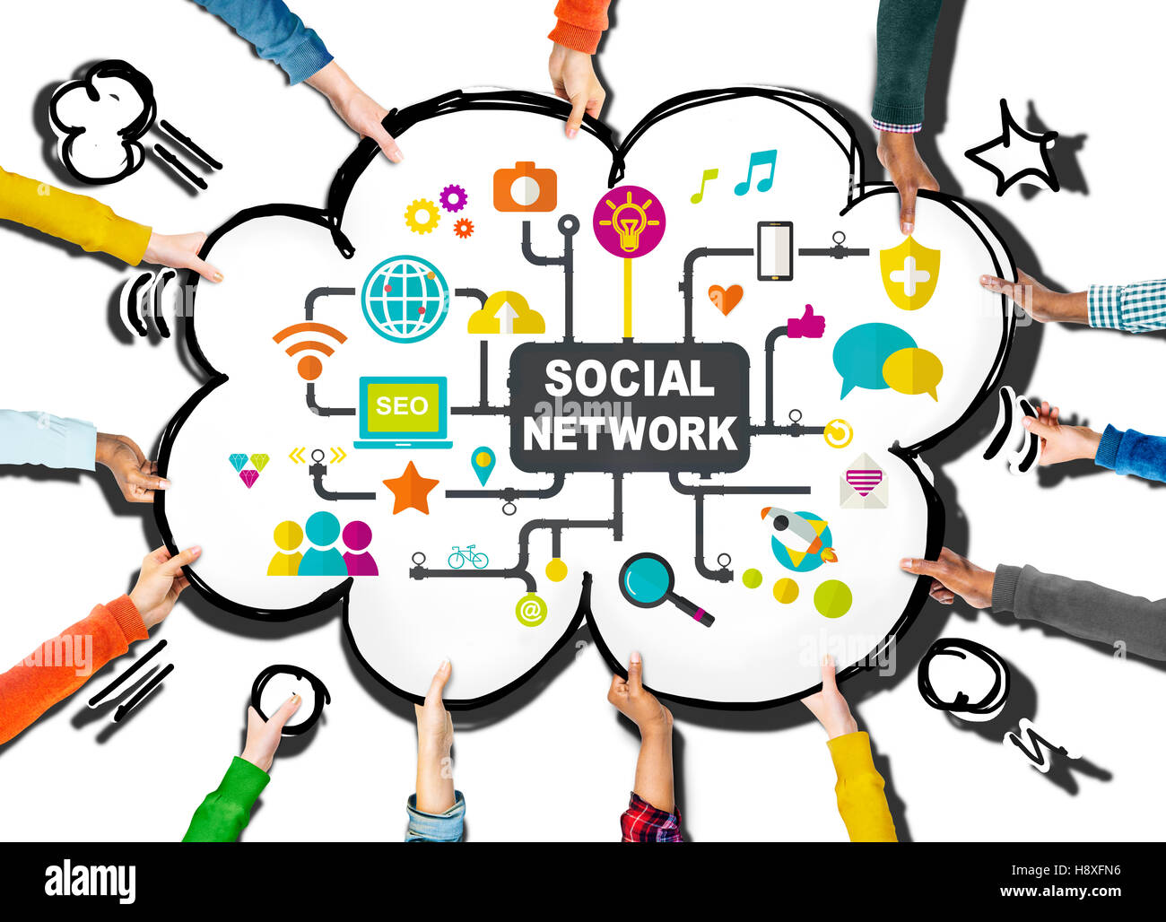 Картинка про нетворкинг для инстаграм. Buffer use. Концепция социальных сетей. Актуальные картинки глобус на стену в социальные сети. Маркетинг.