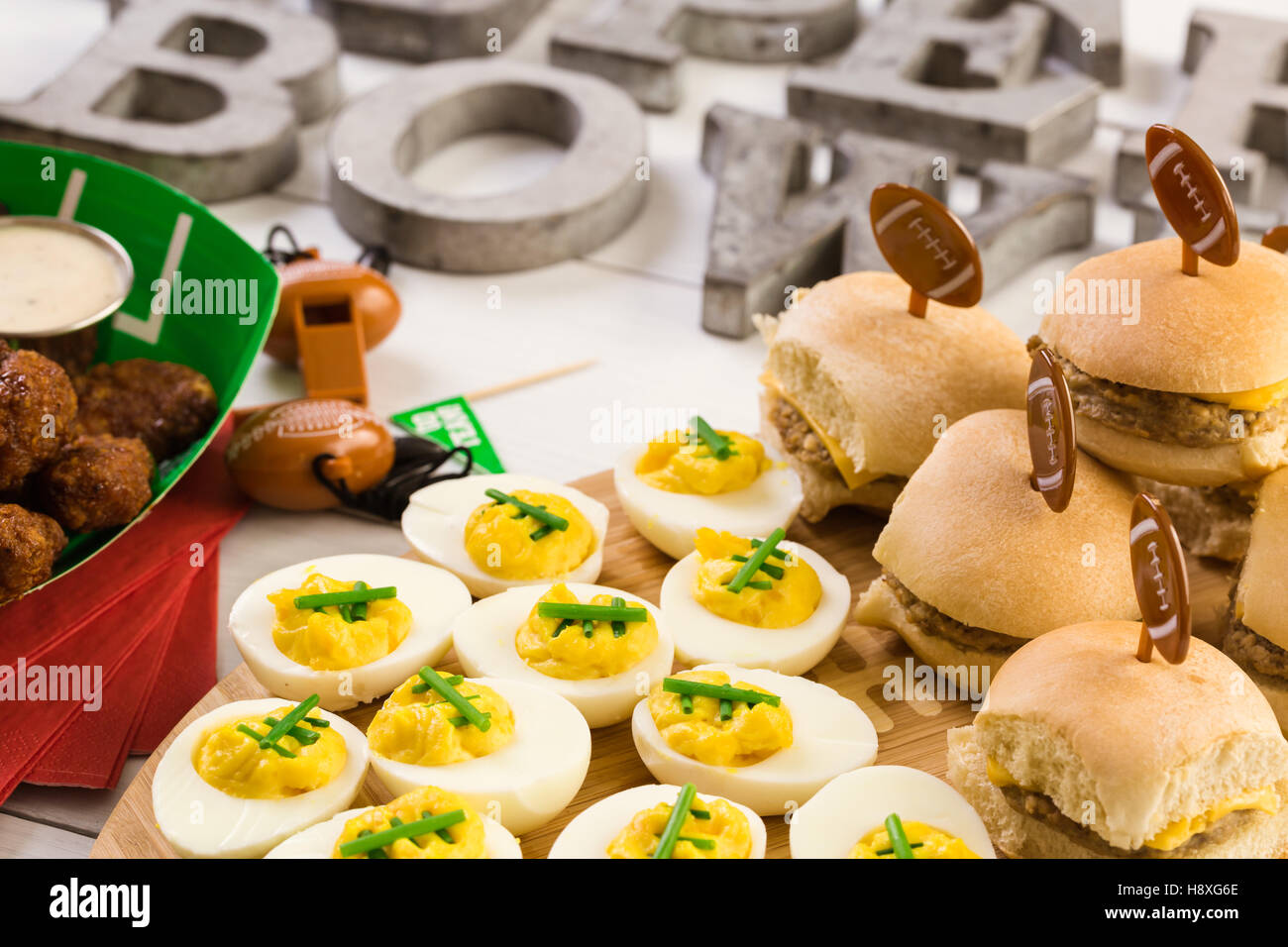 snacks-for-watching-a-football-game-super-bowl-day-party-stock-photo