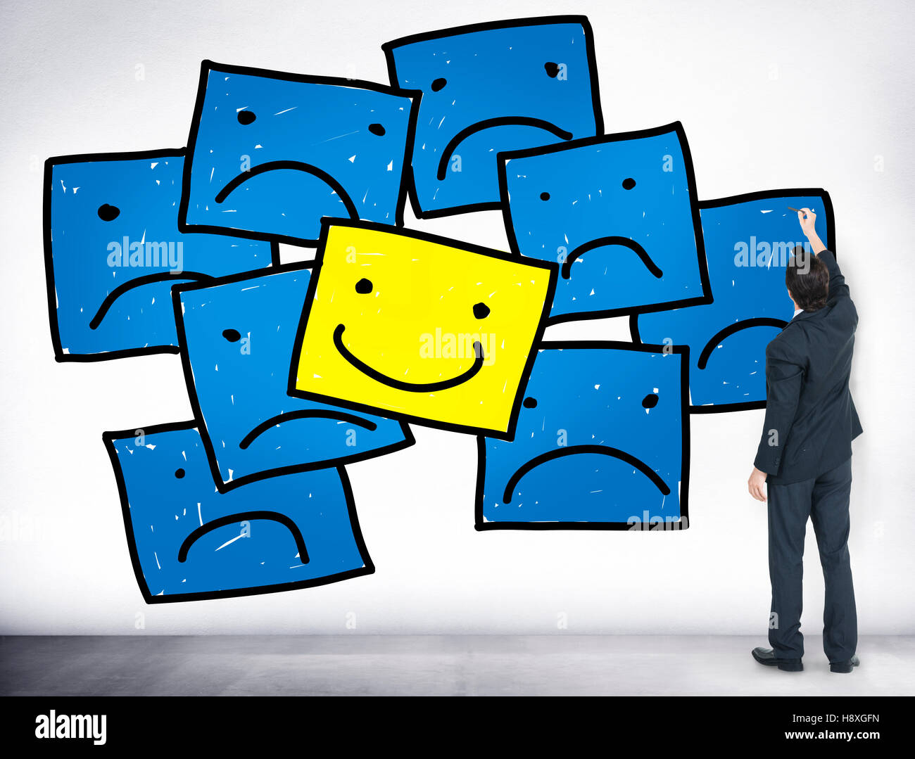 Smiley Outstanding Positive Happiness Contrast Concept Stock Photo