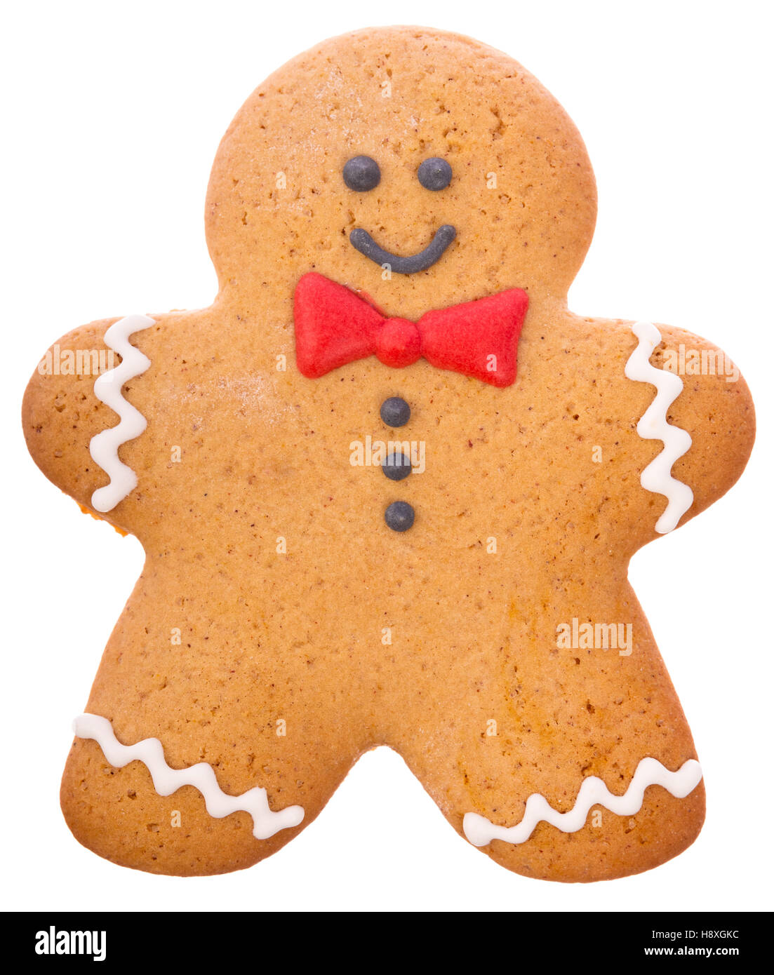 Beautiful and delicious Christmas ginger gingerbread man isolated on white background Stock Photo