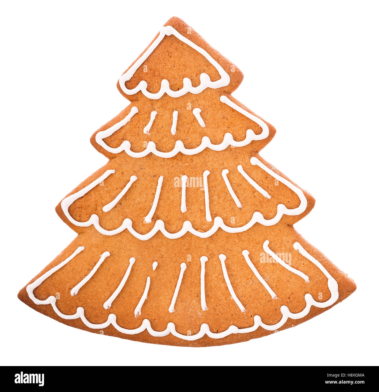 Beautiful and delicious gingerbread Christmas gingerbread tree isolated on white background Stock Photo