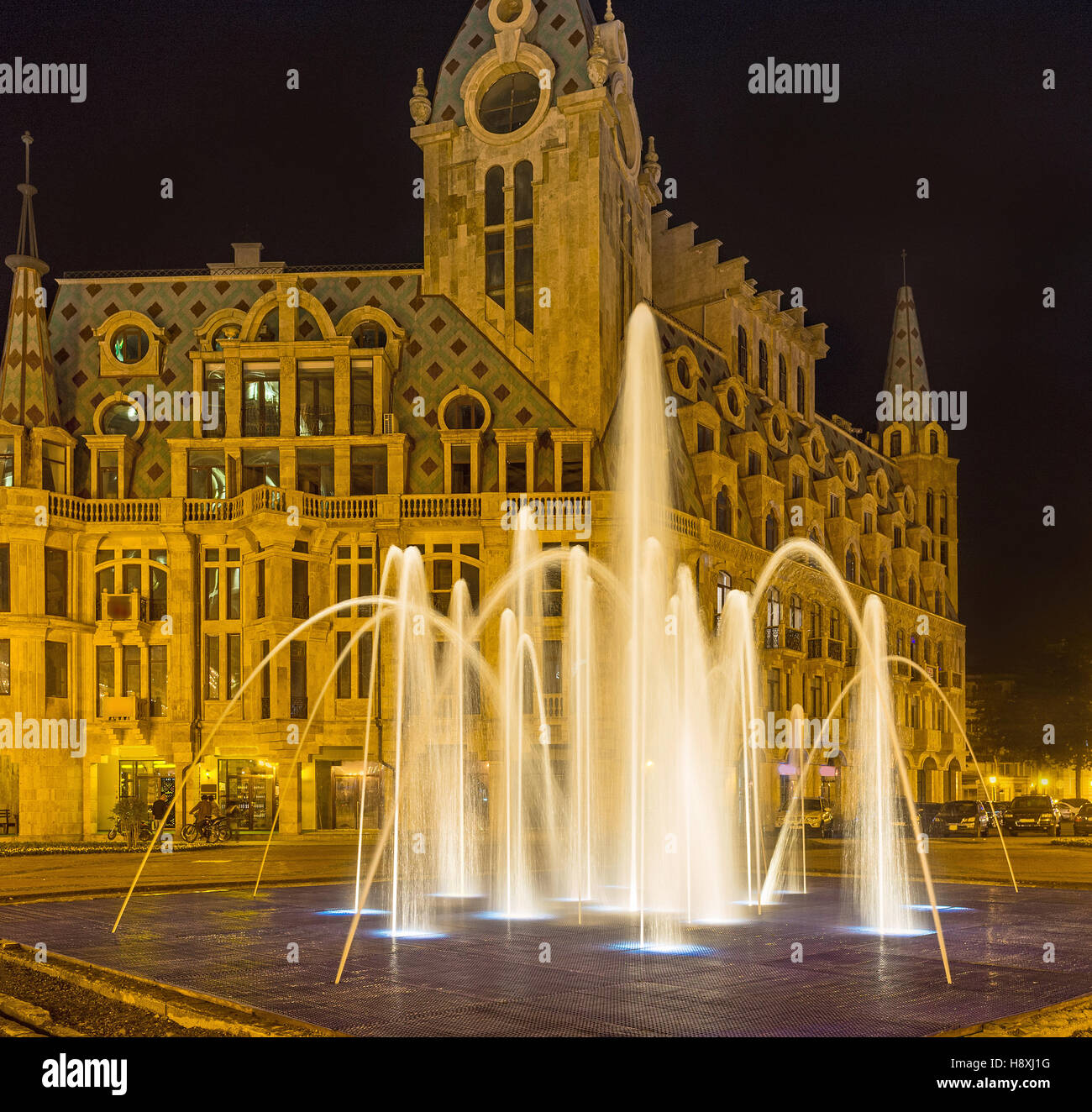 The beautiful fountain in the Europe Square of Batumi, Georgia. Stock Photo