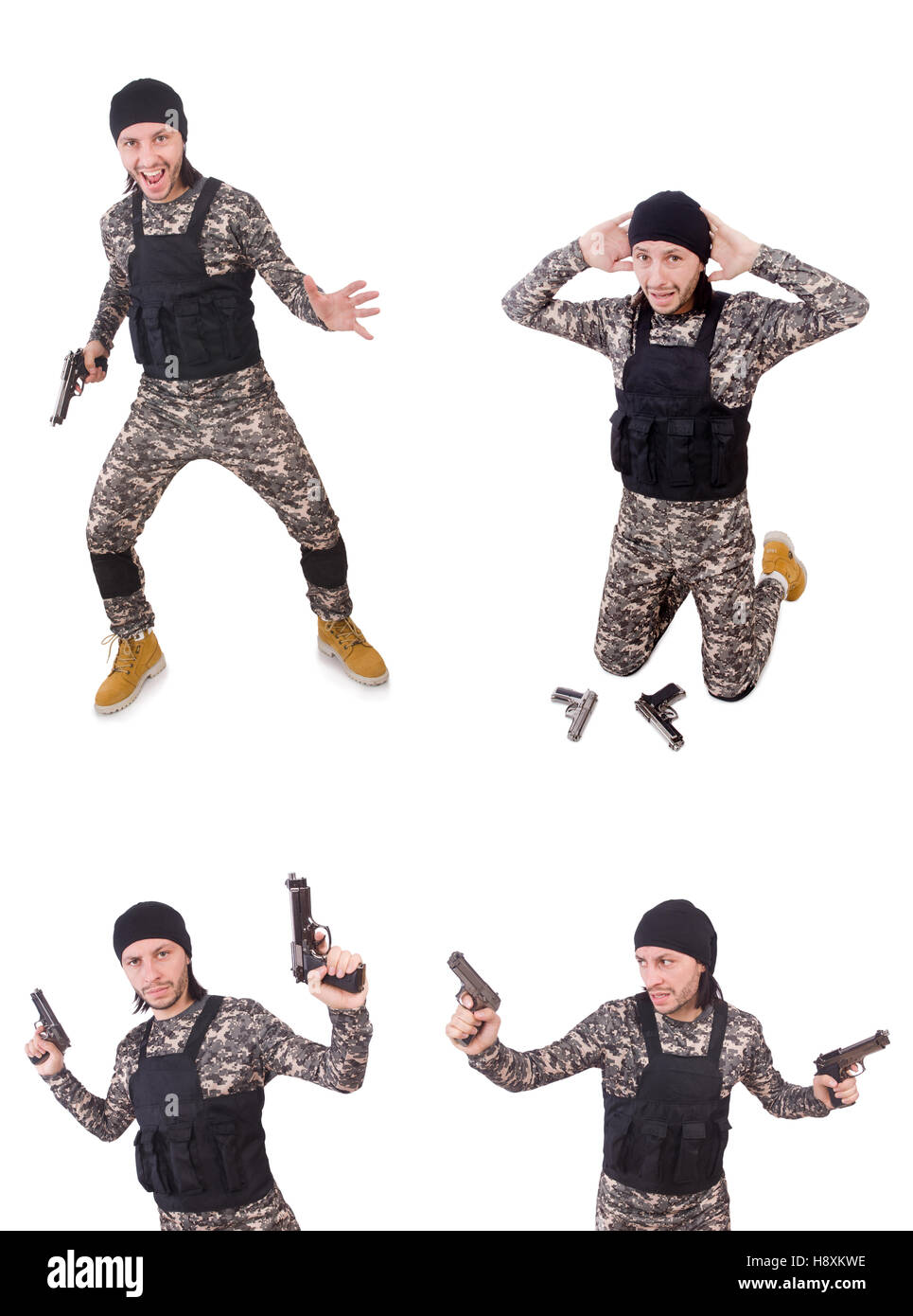 Soldier with gun isolated on white Stock Photo - Alamy