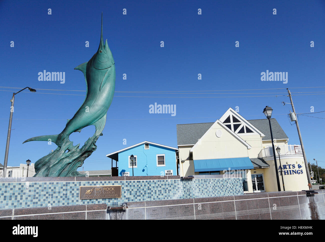 Monument to Big Rock Blue Marlin Tournament, Morehead City, North Carolina, USA Stock Photo