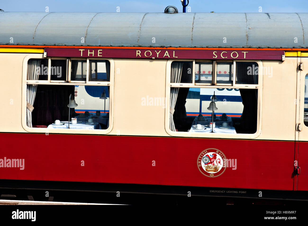 Mark one railway carriage with 'Royal Scot' boards Stock Photo