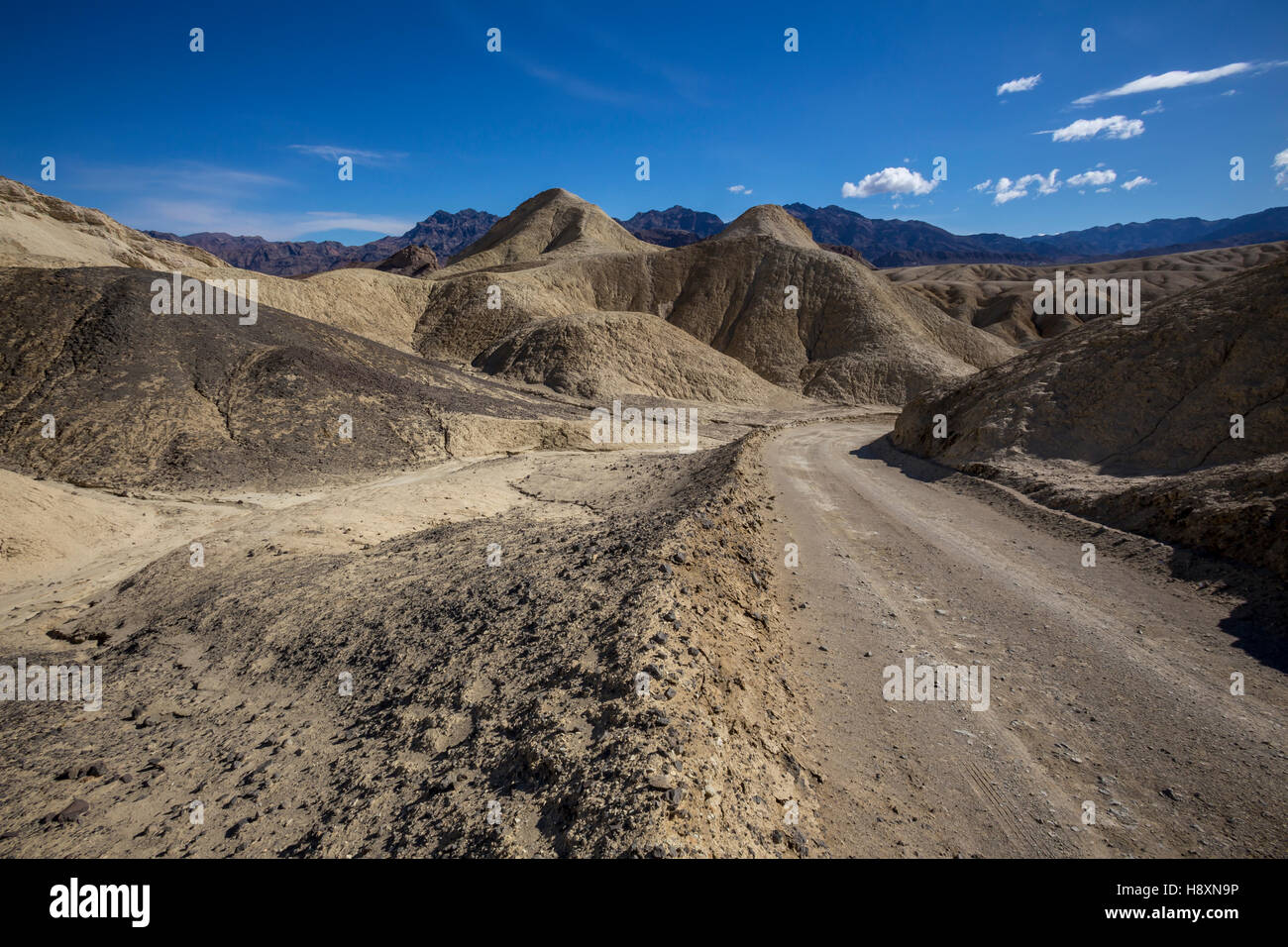 Dry wash, Twenty Mule Team Canyon Road, Twenty Mule Team Canyon, Death Valley National Park, Death Valley, California Stock Photo
