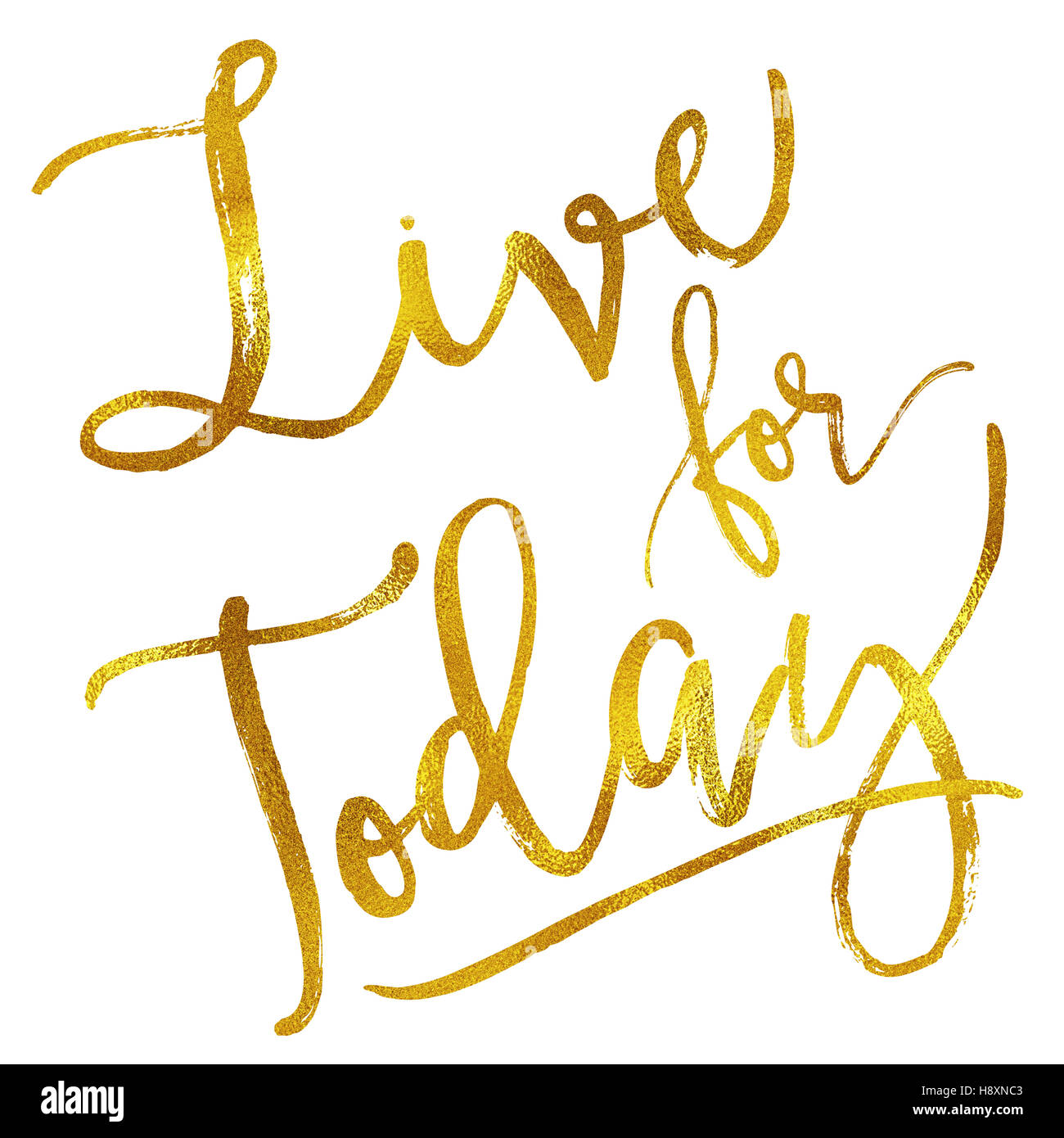 Live for Today Gold Faux Foil Metallic Inspirational Quote Isolated Stock Photo