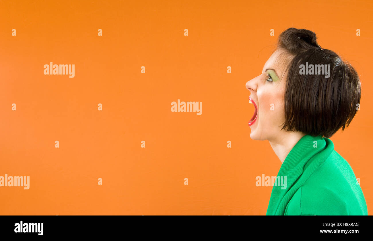 Young woman screaming Stock Photo