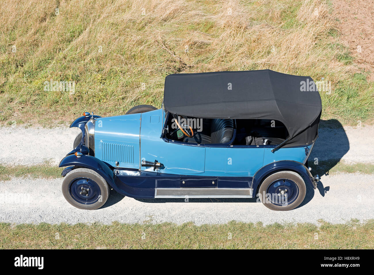 Oldtimer Citroen B10 on gravel road, Torpedo Commerciale, made in 1925. 4-cylinder inline engine, engine capacity 1470 cc, 20 PS Stock Photo