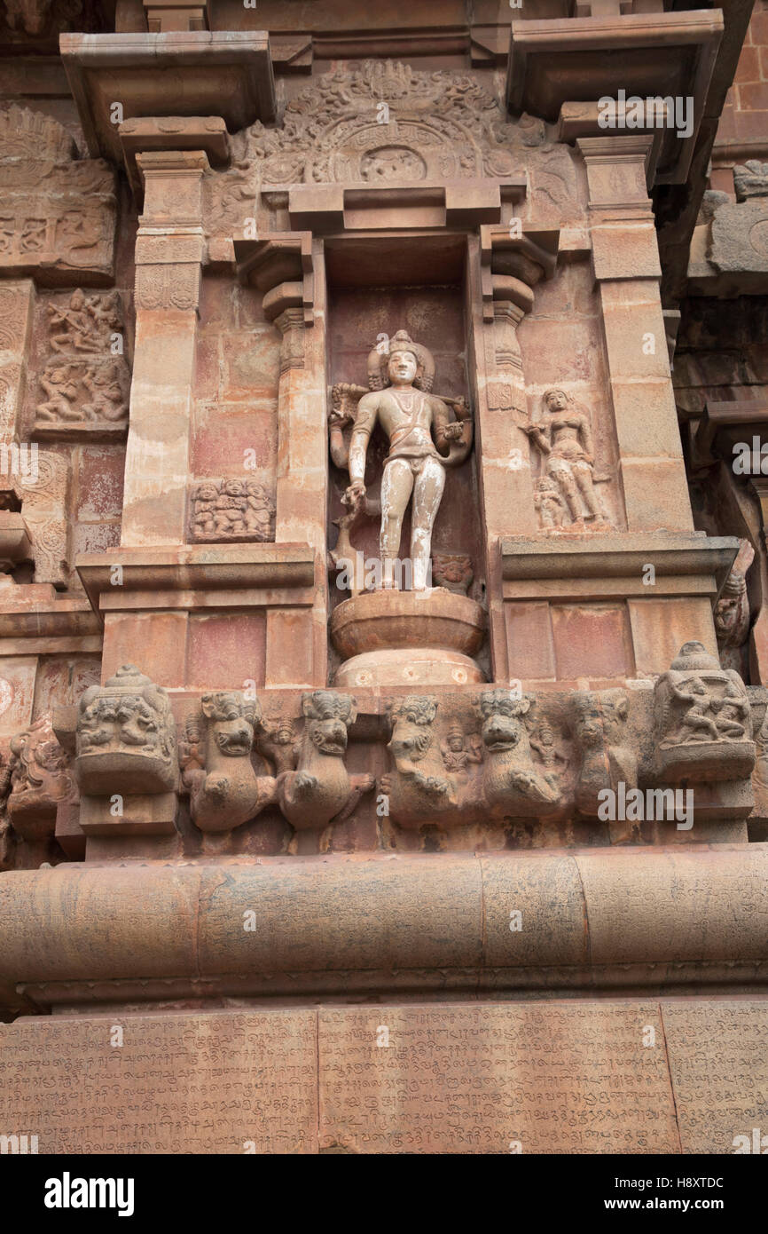 Bhikshatana-murti, southern niche of the central shrine, Brihadisvara Temple, Tanjore, Tamil Nadu, India Stock Photo