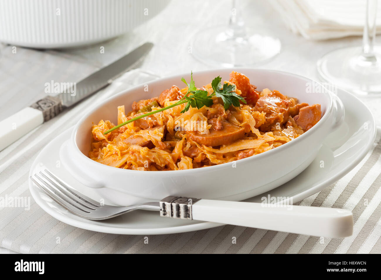 Meat goulash traditional food, typical for Transylvania. Stock Photo