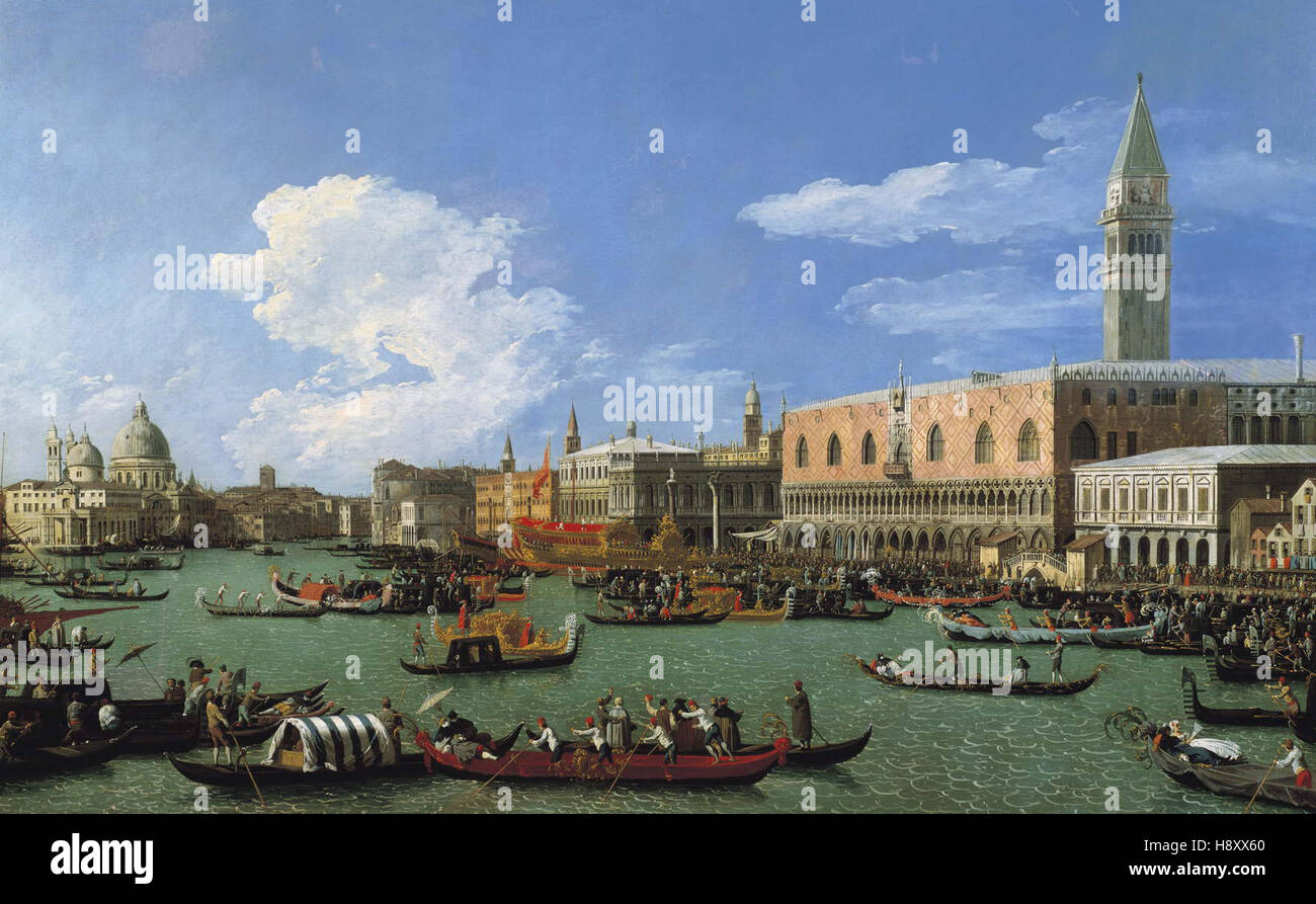 Giovanni Antonio Canal Canaletto The Bucintoro preparing to leave the ...