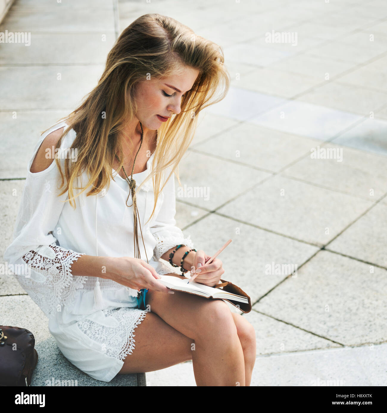 Beautiful Woman Writing Creativity Concept Stock Photo - Alamy