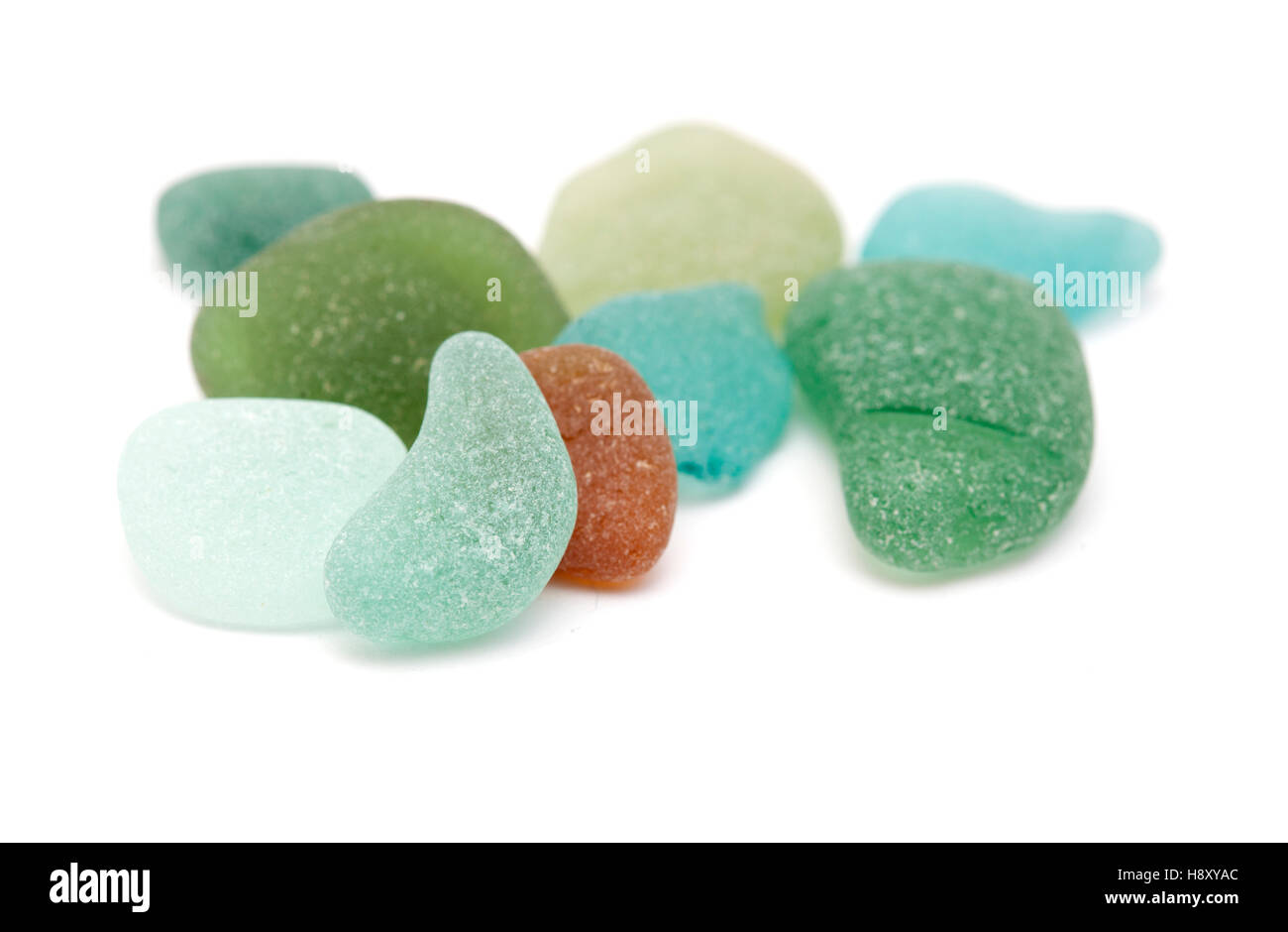 pieces of seaglass isolated on white background Stock Photo