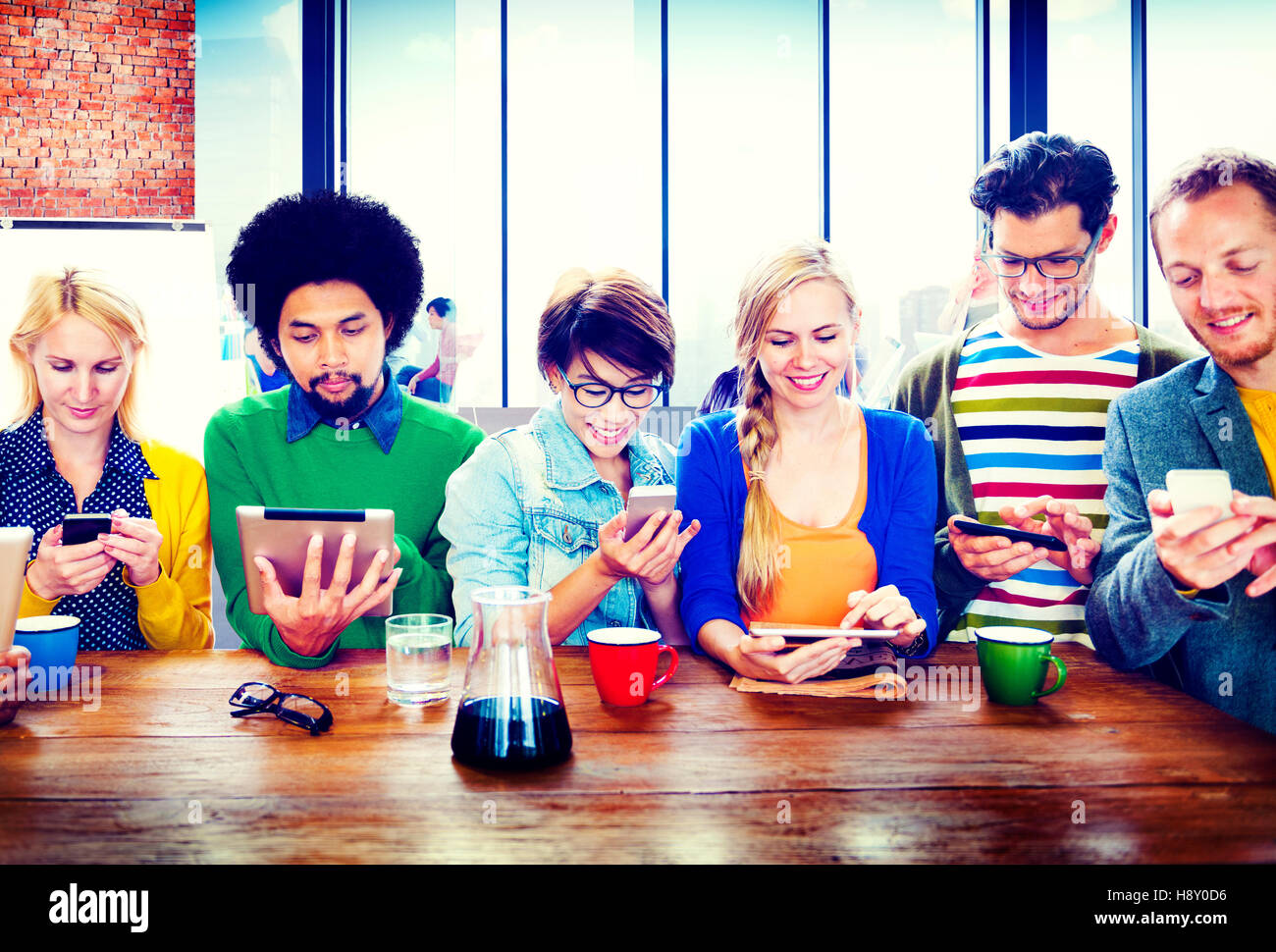 Diverse People Digital Devices Wireless Communication Concept Stock ...