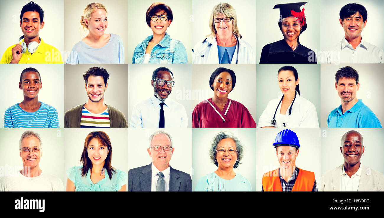 Multiple Occupations Concept Portraits of Multiethnic Mixed Occupations People Concept Stock Photo ...