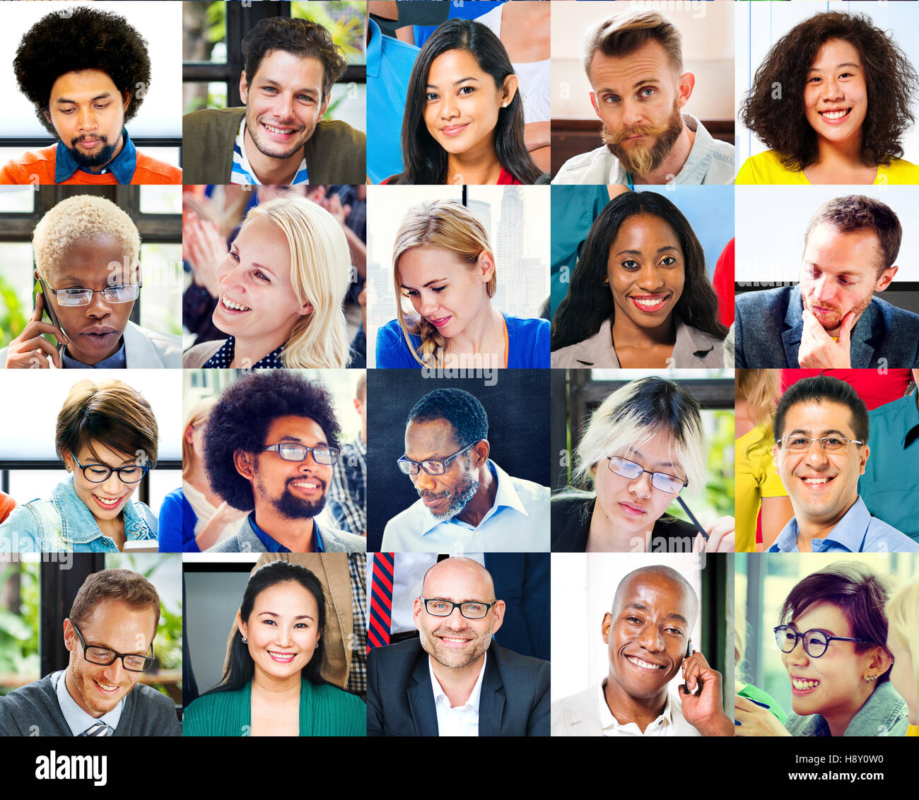 Multiple Faces Smiling High Resolution Stock Photography and Images - Alamy