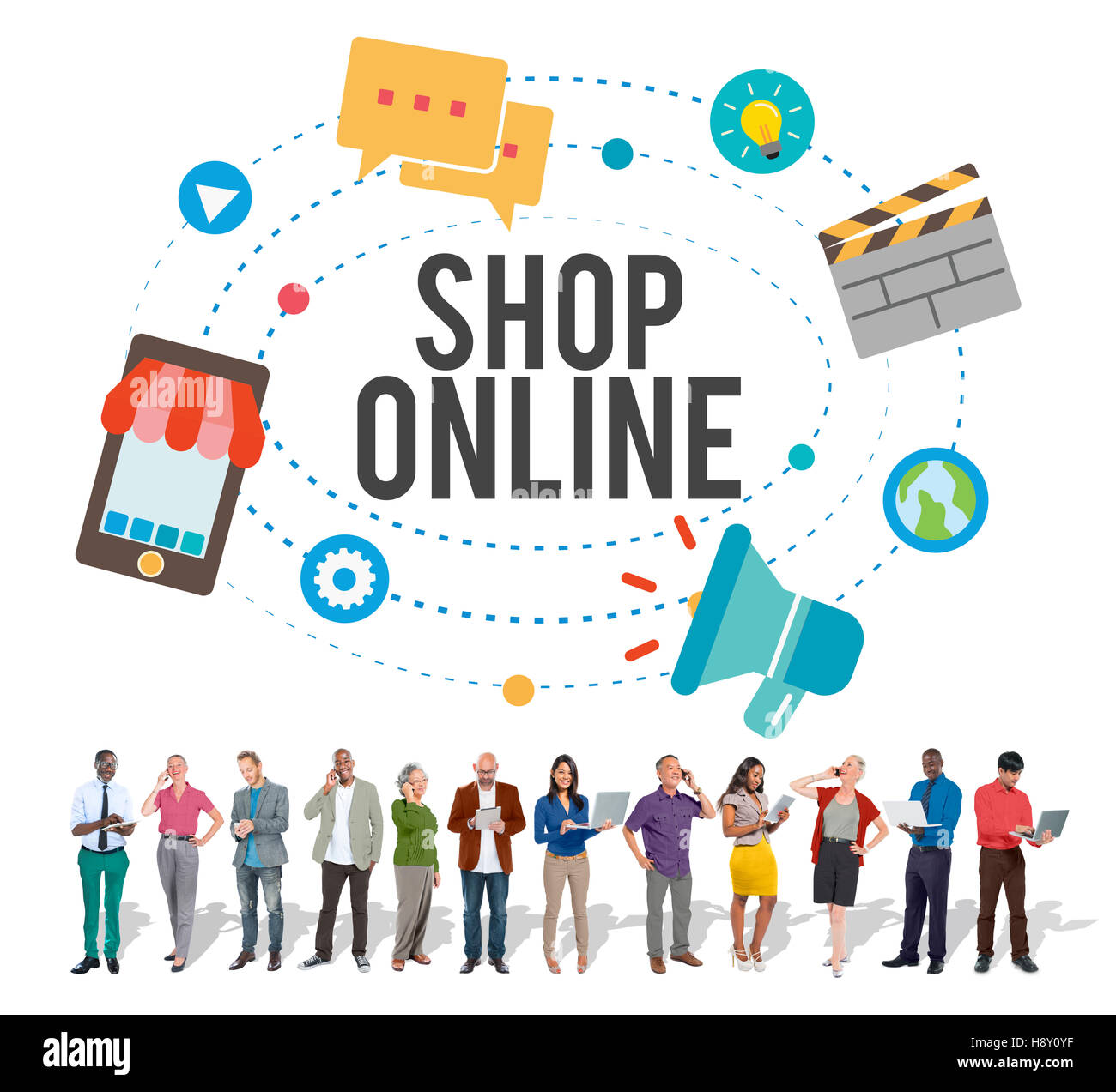 Shop Online E-commerce Marketing Business Concept Stock Photo