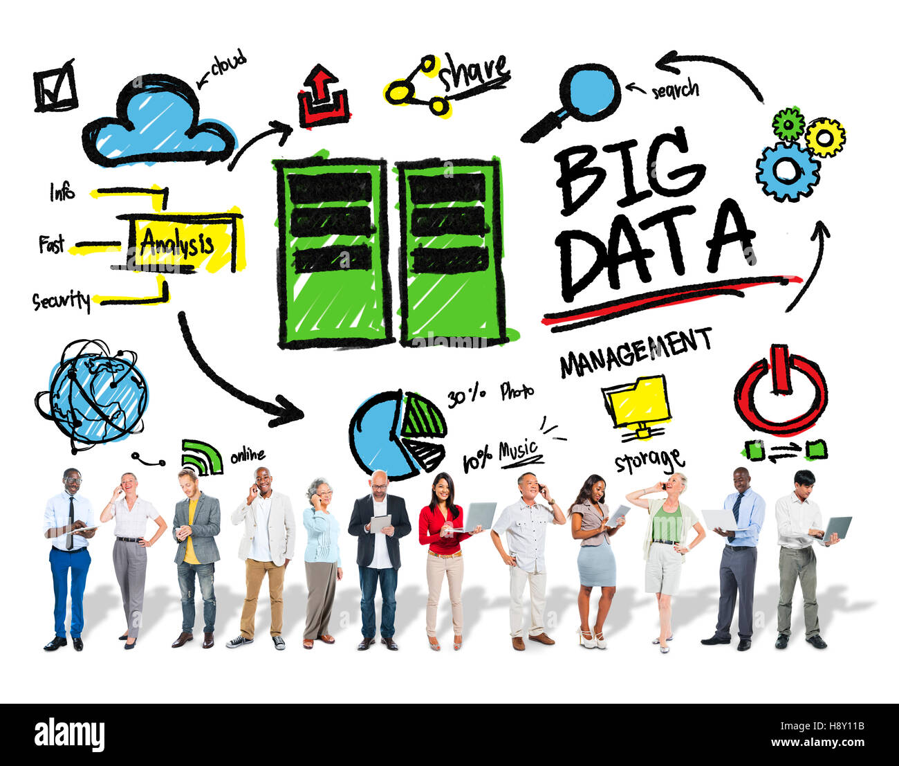 Diversity People Big Data Share Digital Devices Concept Stock Photo