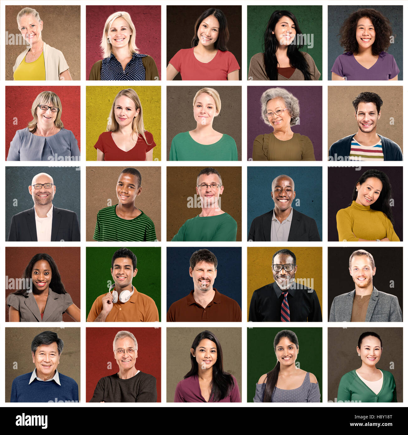 Multiethnic People Colorful Smiling Portrait Concept Stock Photo - Alamy