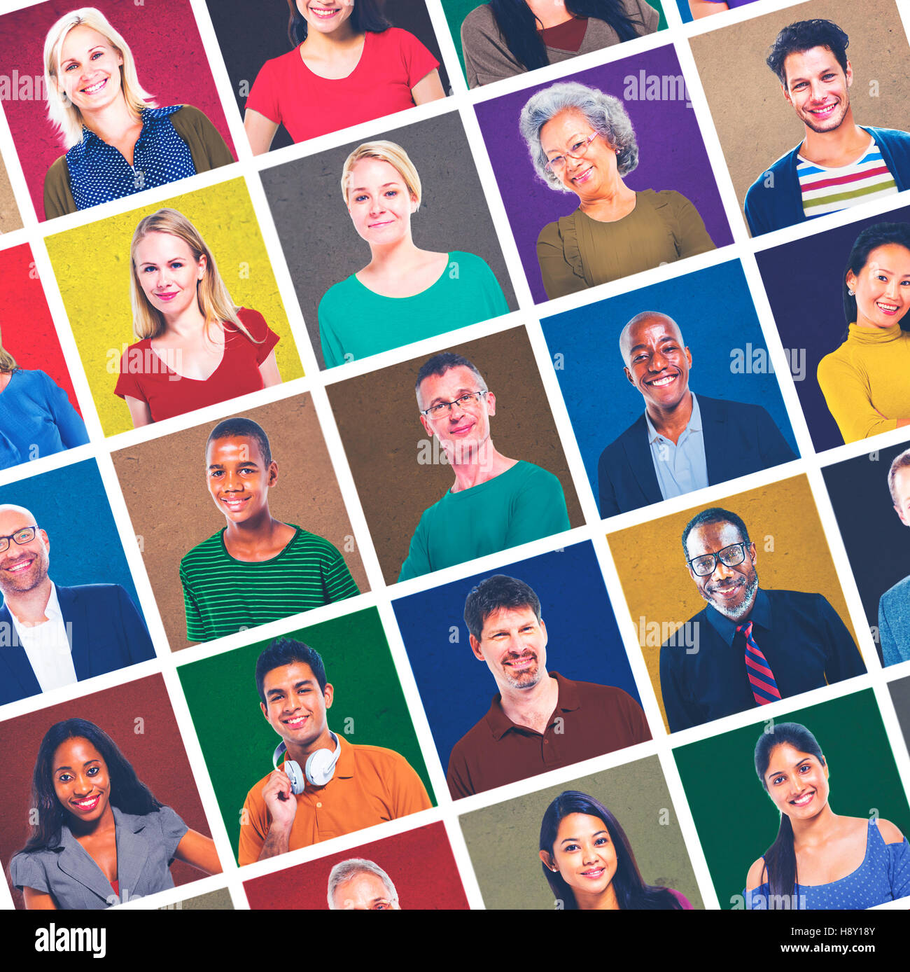 Multiethnic People Colorful Smiling Portrait Concept Stock Photo - Alamy