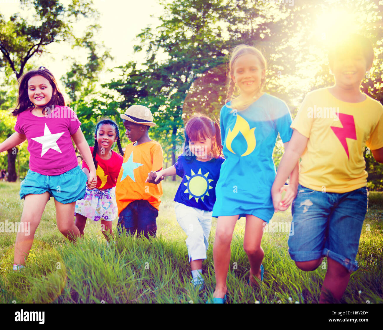 Diversity Children Friendship Happiness Playful Concept Stock Photo - Alamy