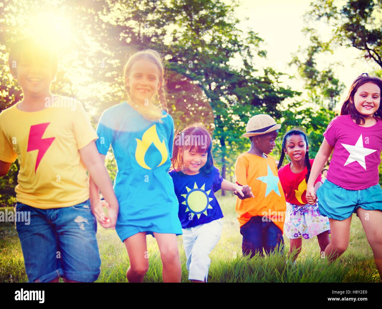 Diversity Children Friendship Happiness Playful Concept Stock Photo - Alamy