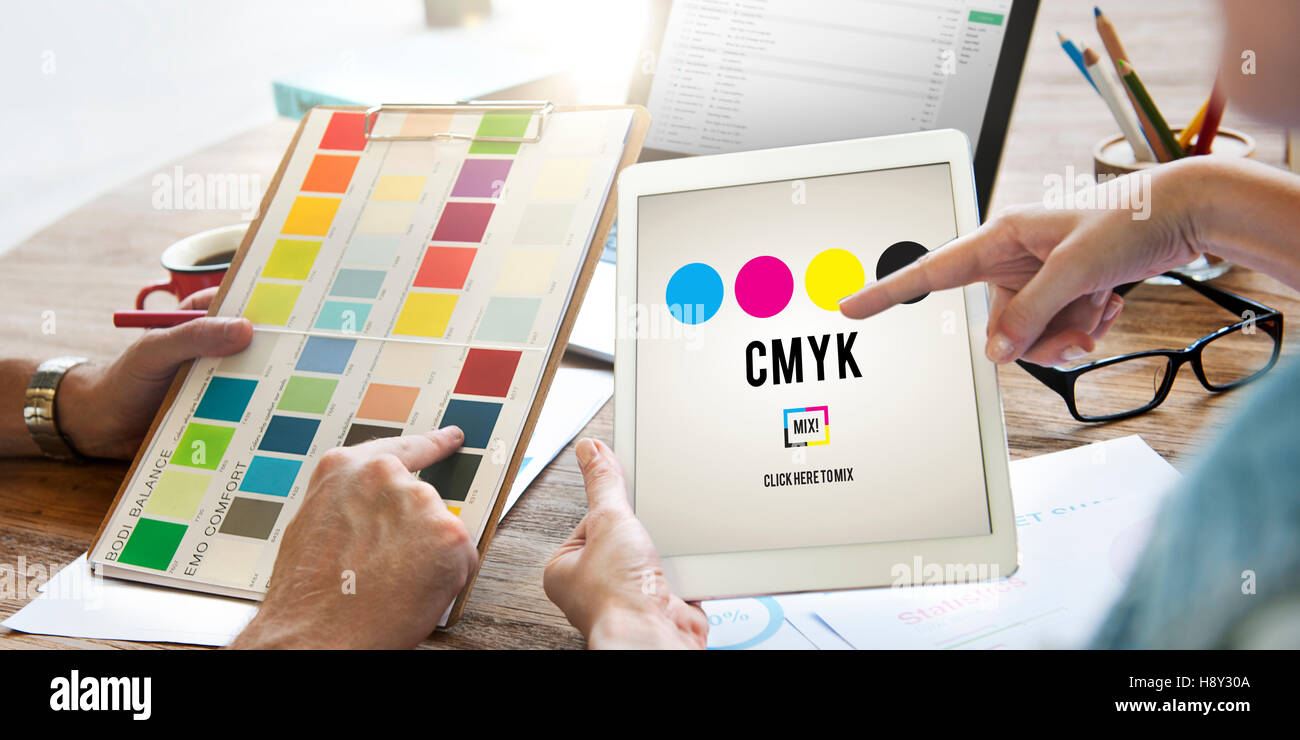 CMYK Cyan Magenta Yellow Key Color Printing Process Concept Stock Photo