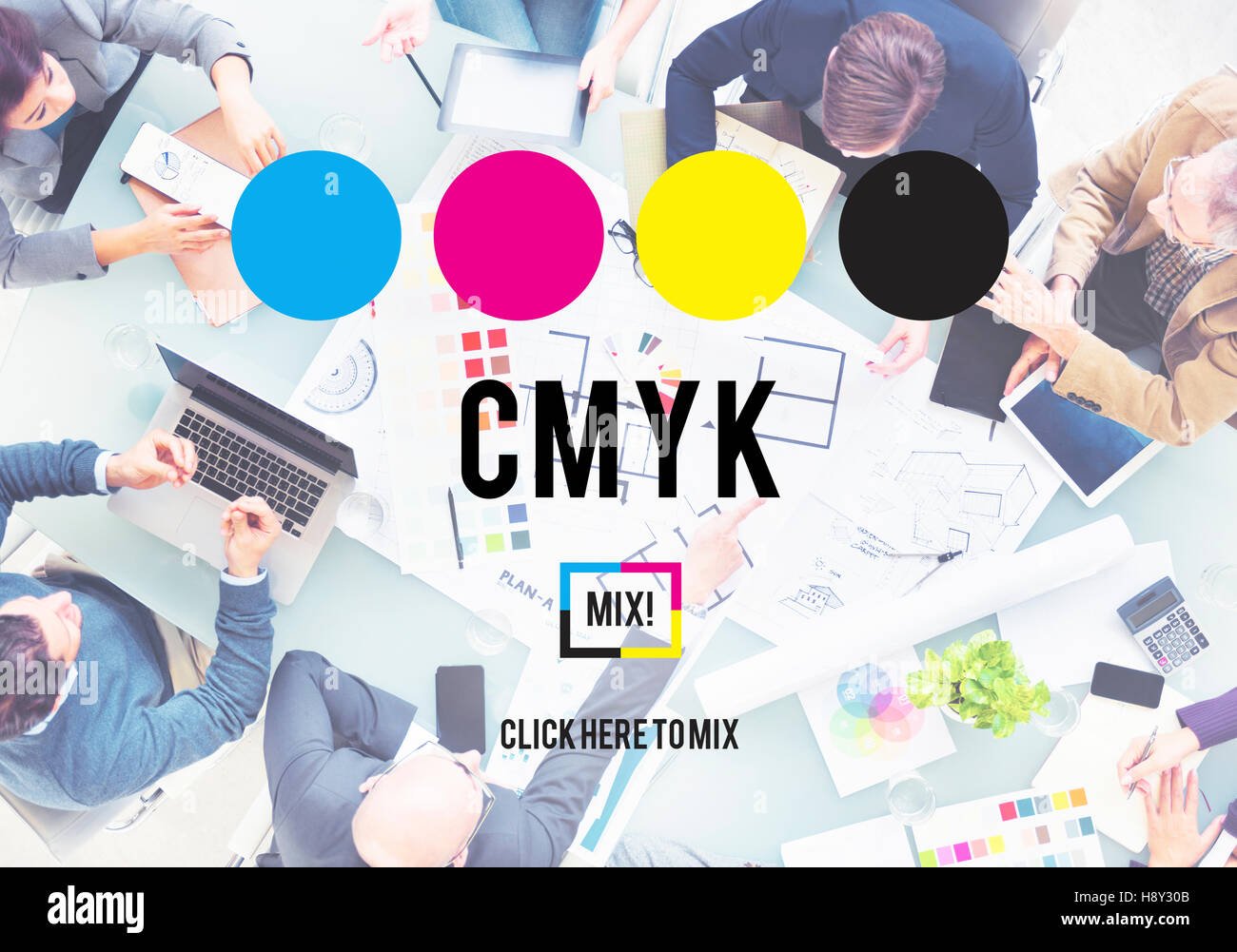 CMYK Cyan Magenta Yellow Key Color Printing Process Concept Stock Photo