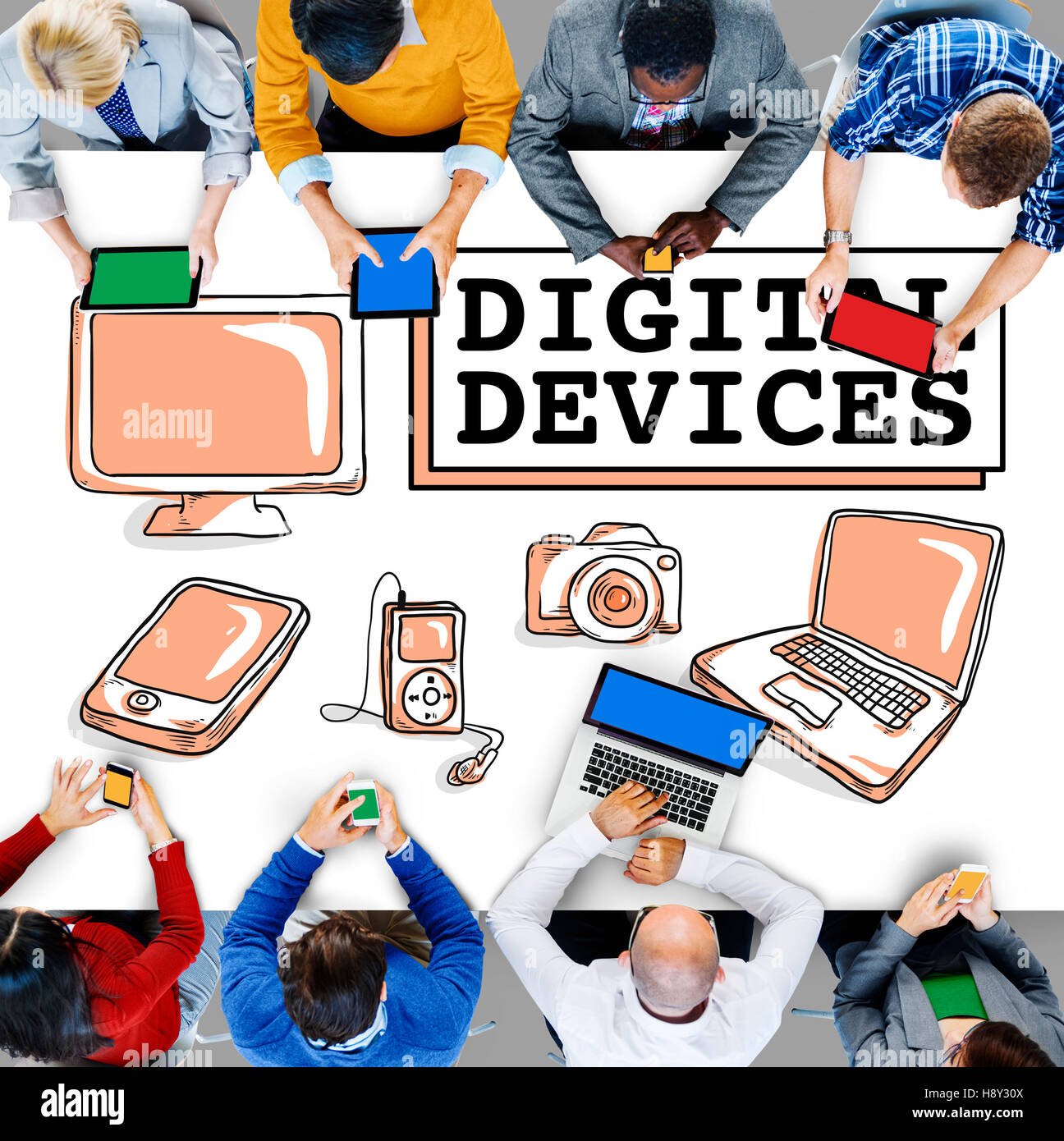 Digital Devices Electronics Connection Communication Concept Stock