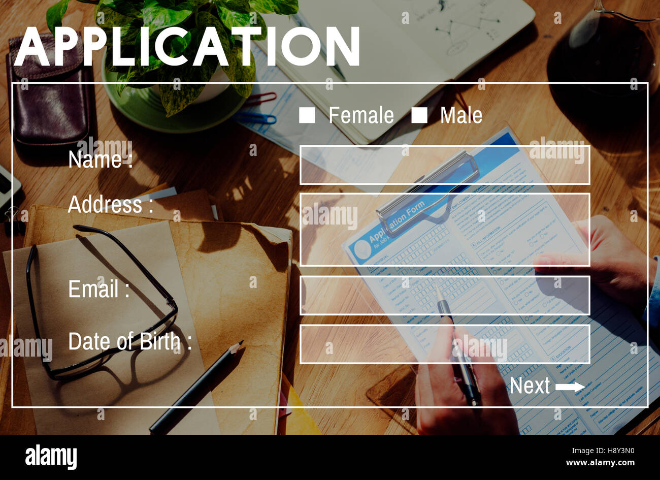 Application Form Interface Webpage Register Concept Stock Photo - Alamy